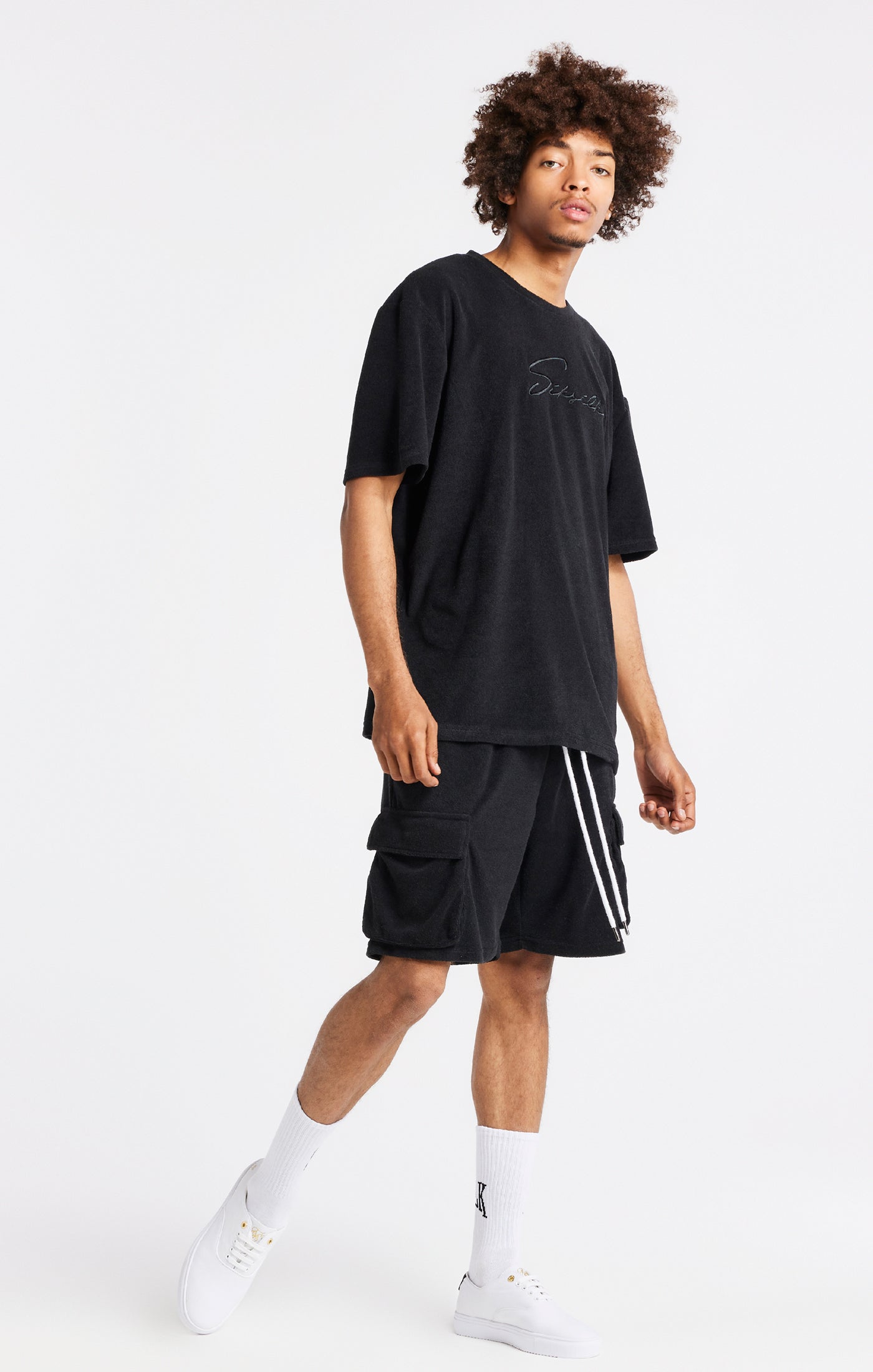 Load image into Gallery viewer, Black Towelling Oversized T-Shirt (5)