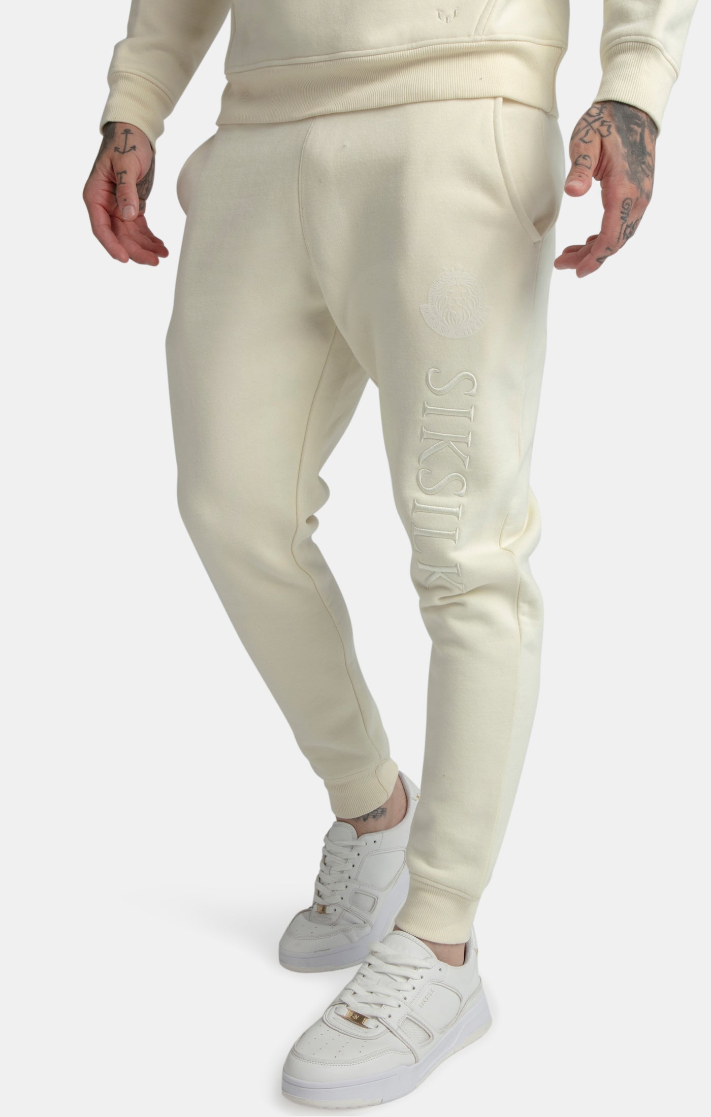 Load image into Gallery viewer, Messi x SikSilk Ecru Embroidered Cuff Pant