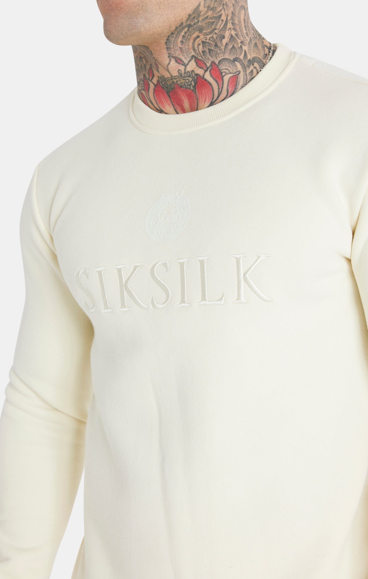 Load image into Gallery viewer, Messi x SikSilk Ecru Embroidered Crew Sweatshirt (3)