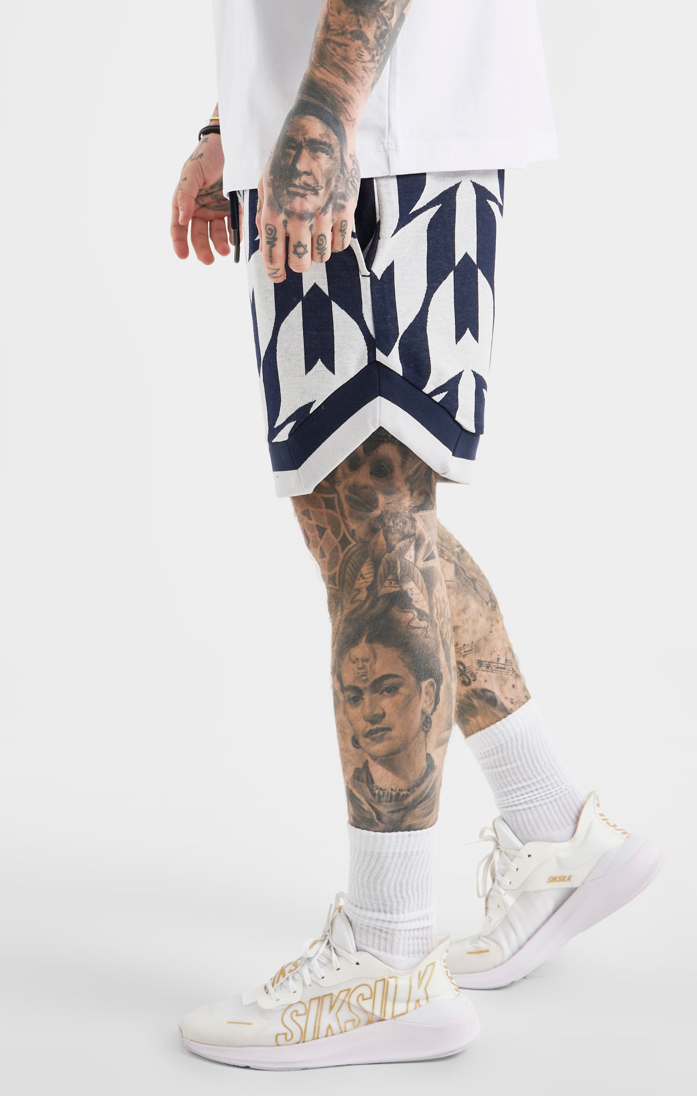 Load image into Gallery viewer, Messi x SikSilk Navy Monogram Basketball Short (1)