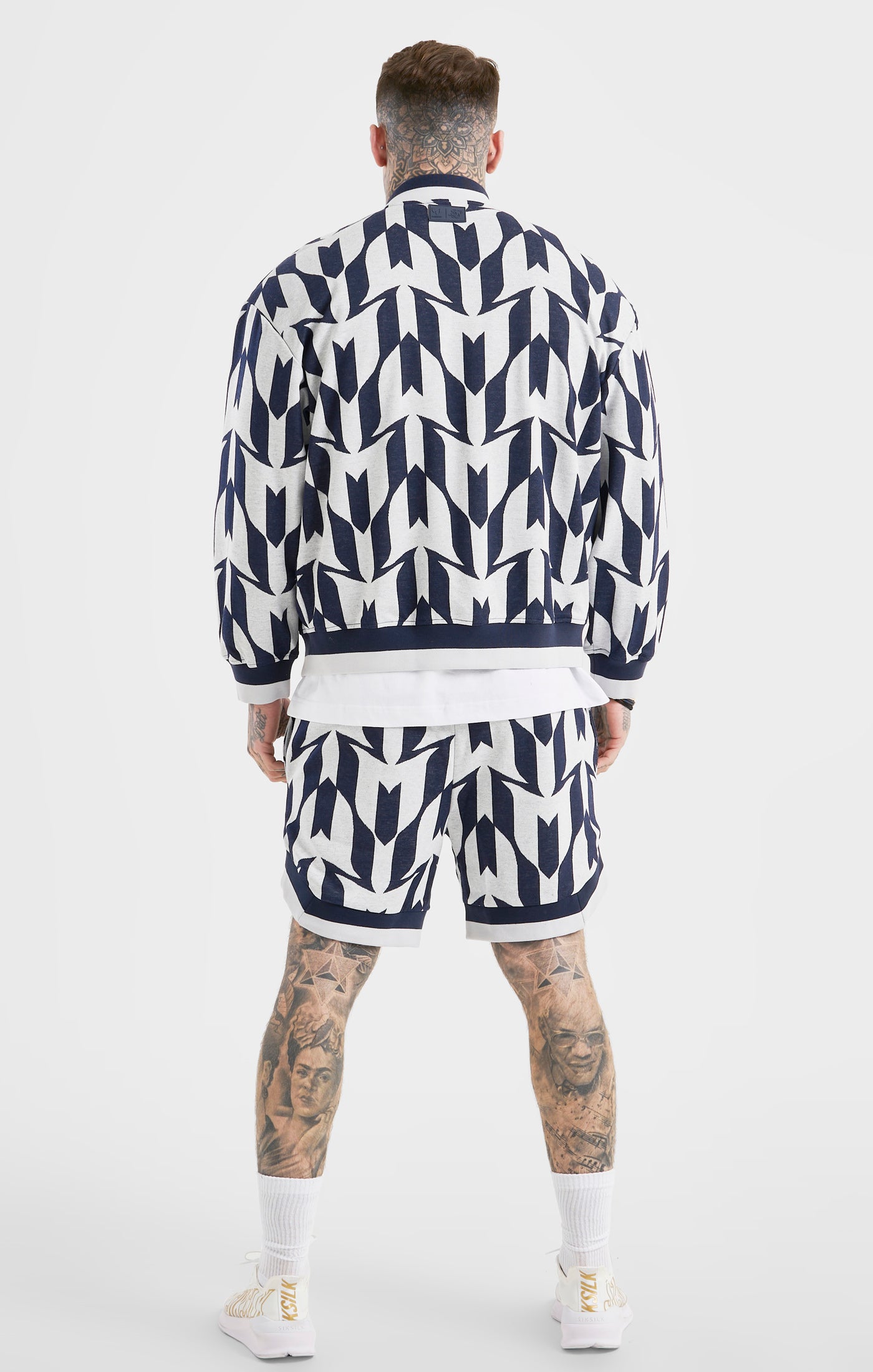 Load image into Gallery viewer, Messi x SikSilk Navy Monogram Bomber (4)