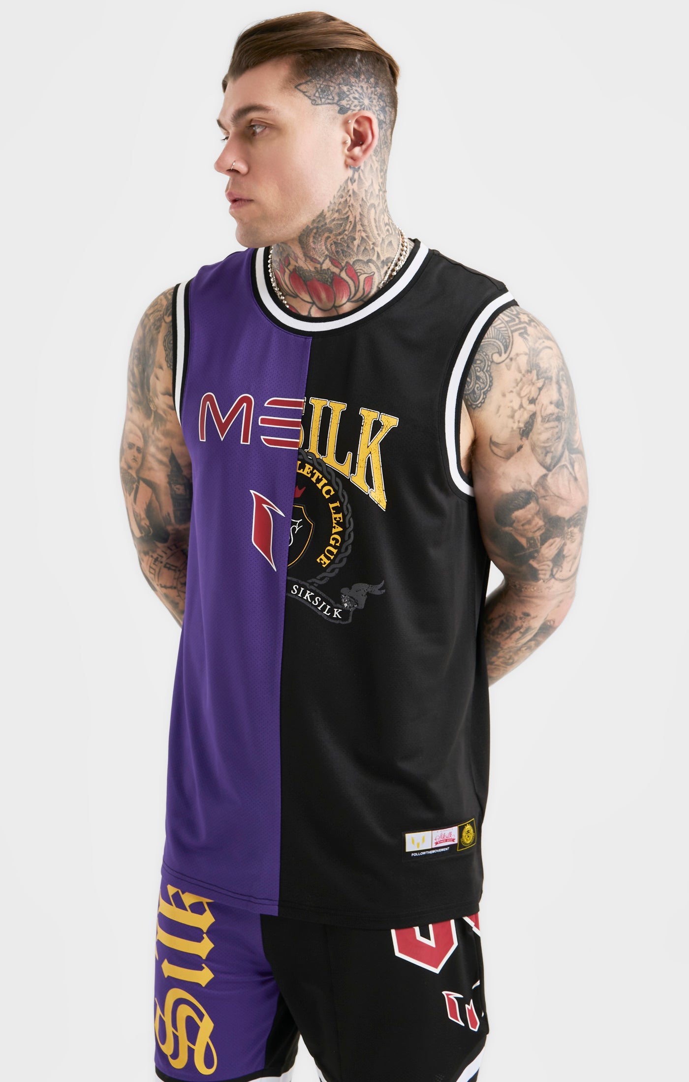 Load image into Gallery viewer, Messi x SikSilk Retro Varsity Vest - Black &amp; Purple