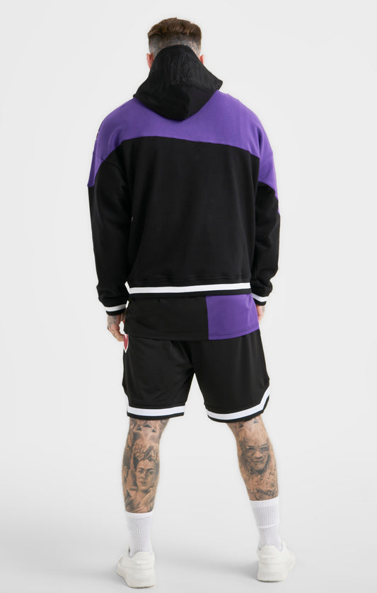 Messi x SikSilk Retro Varsity  Oversized Hoodie - Black & Purple