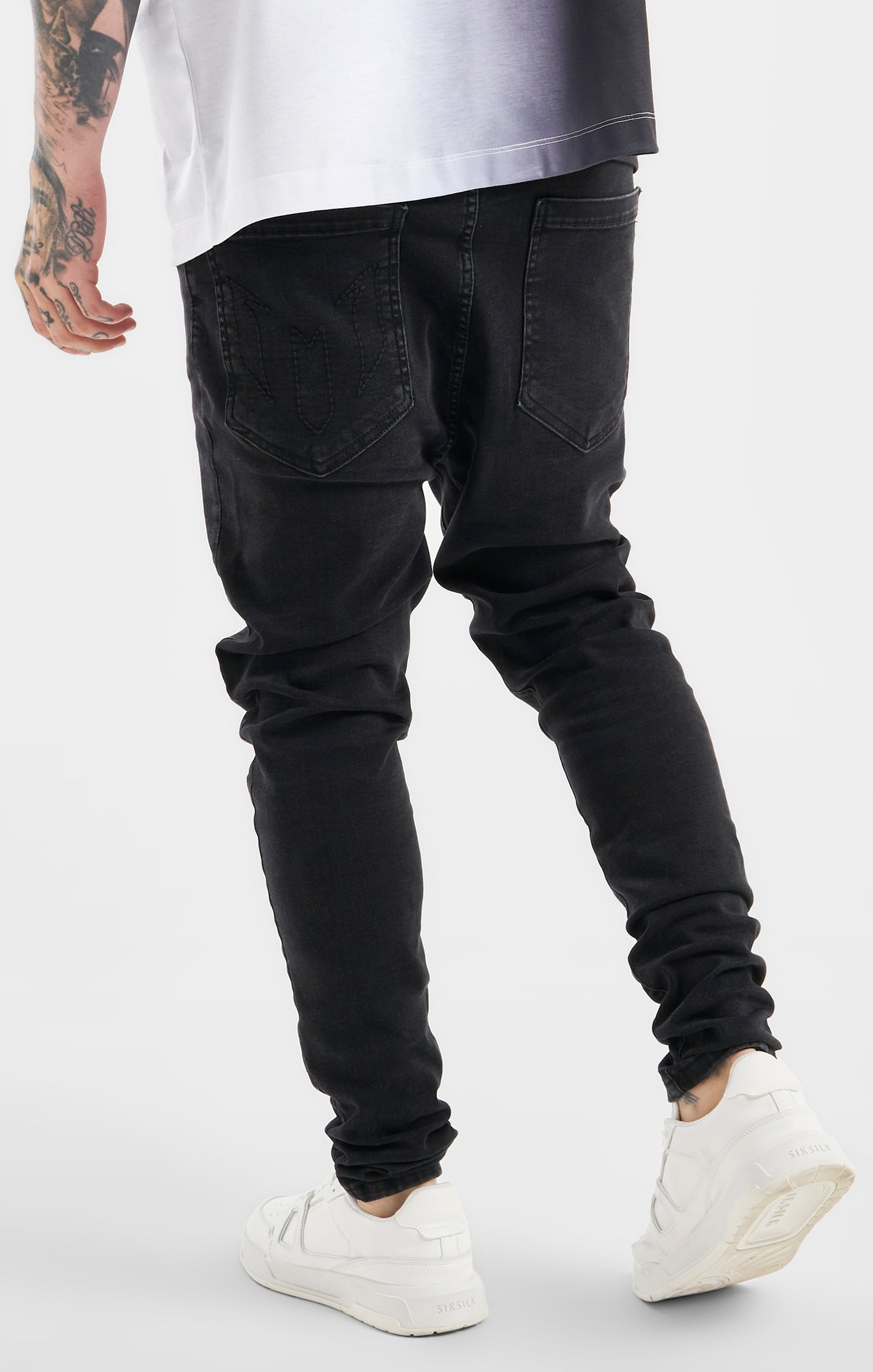 Load image into Gallery viewer, Messi x SikSilk Black Drop Crotch Slim Fit Jean (3)