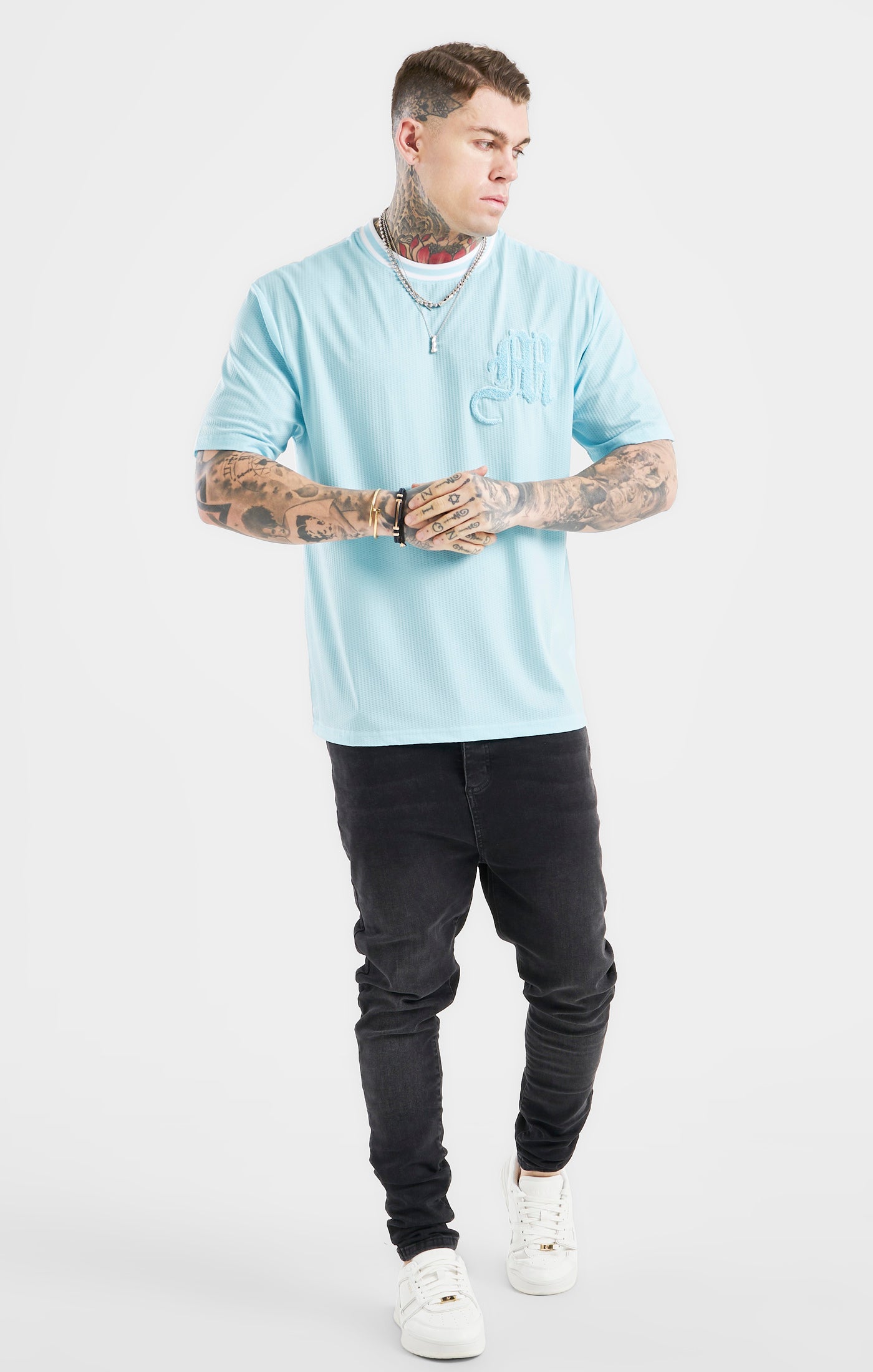 Load image into Gallery viewer, Messi x SikSilk Logo Drop Shoulder Tee - Blue (3)