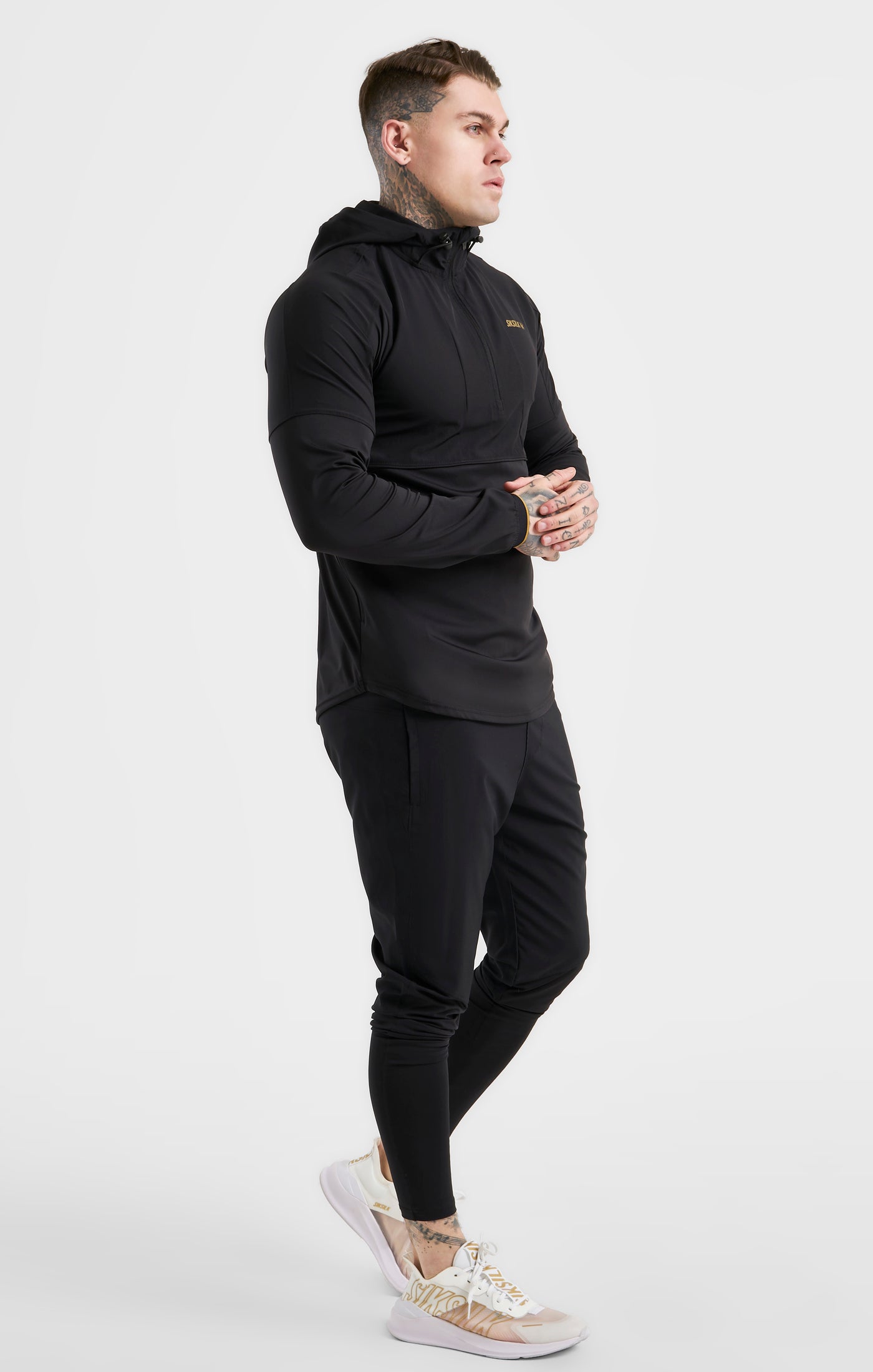 Load image into Gallery viewer, Black Sports Quarter Zip Agility Hoodie (3)