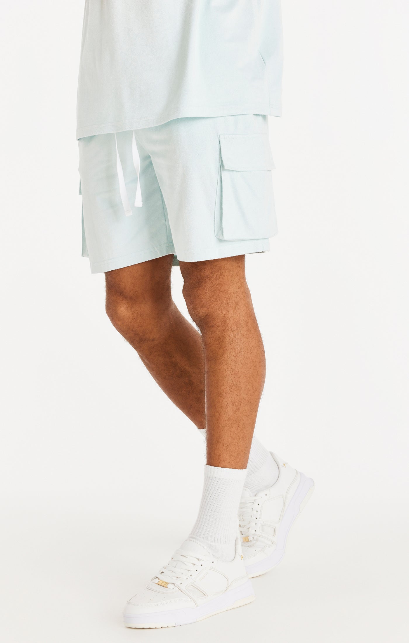 Load image into Gallery viewer, Green Stretch Suede Cargo Short