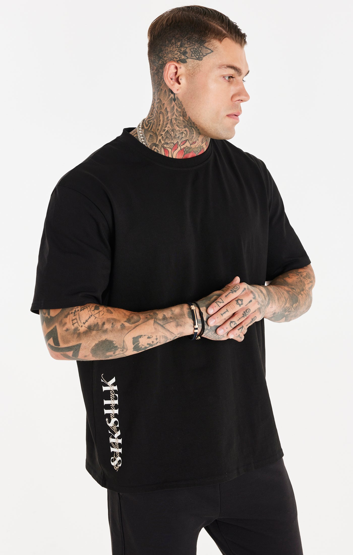 Load image into Gallery viewer, Black Dual Script Oversized Tee