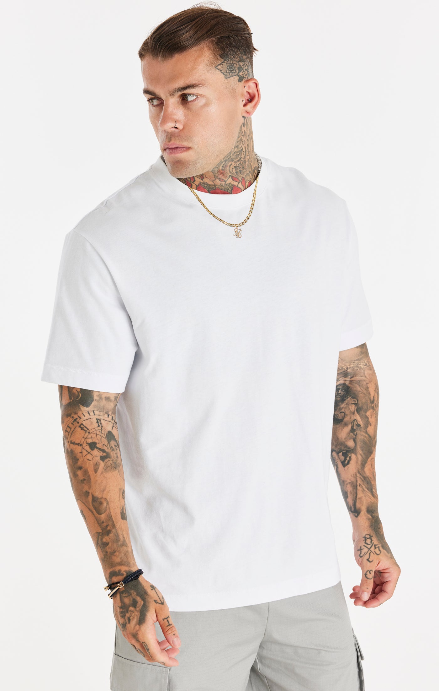 Load image into Gallery viewer, White Relaxed Printed Chain T-Shirt