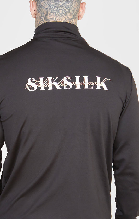 SikSilk Zonal Funnel Neck Zip Through - Black