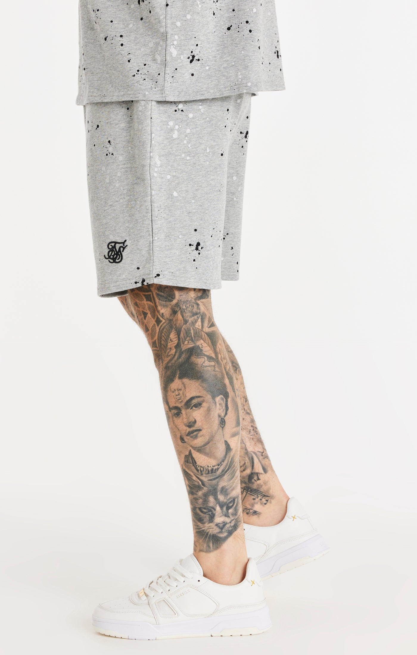 Load image into Gallery viewer, SikSilk Paint Splatter Shorts - Grey Marl (1)