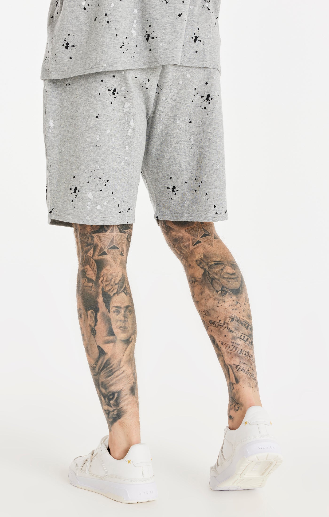 Load image into Gallery viewer, SikSilk Paint Splatter Shorts - Grey Marl (2)