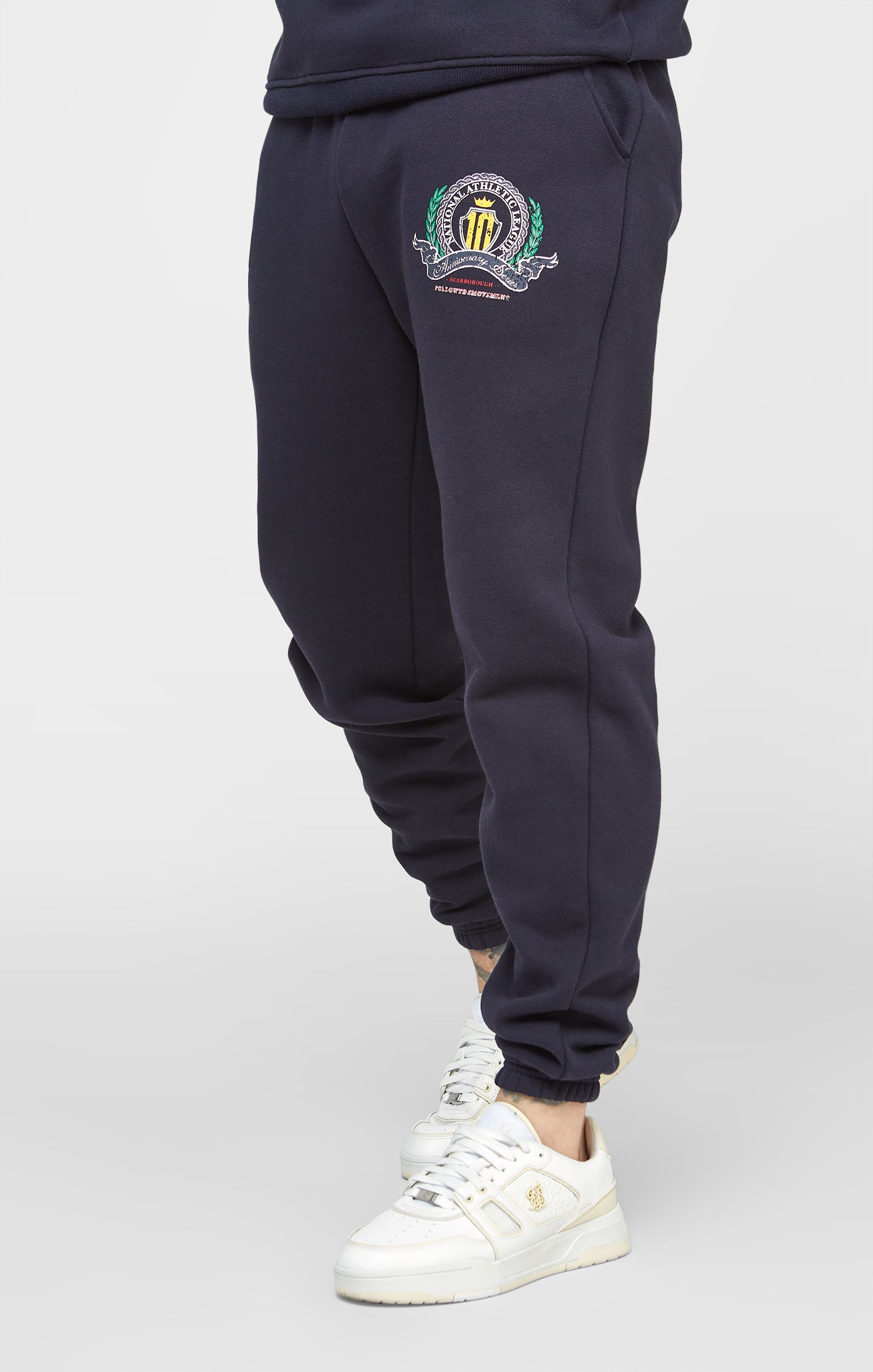 Load image into Gallery viewer, Navy Varsity Anniversary Print Relaxed Fit Jogger