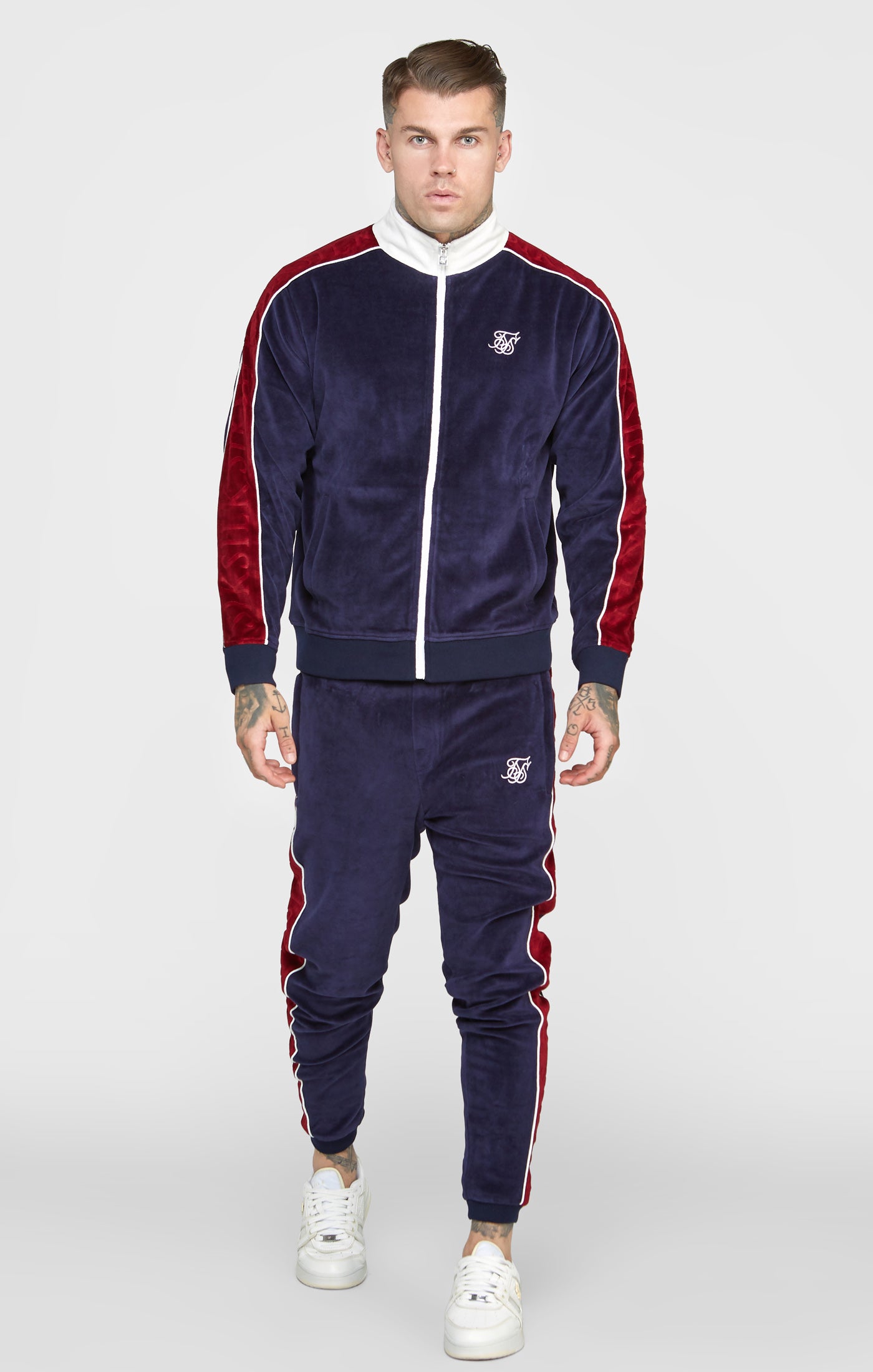Load image into Gallery viewer, Navy Velour Track Jacket (2)