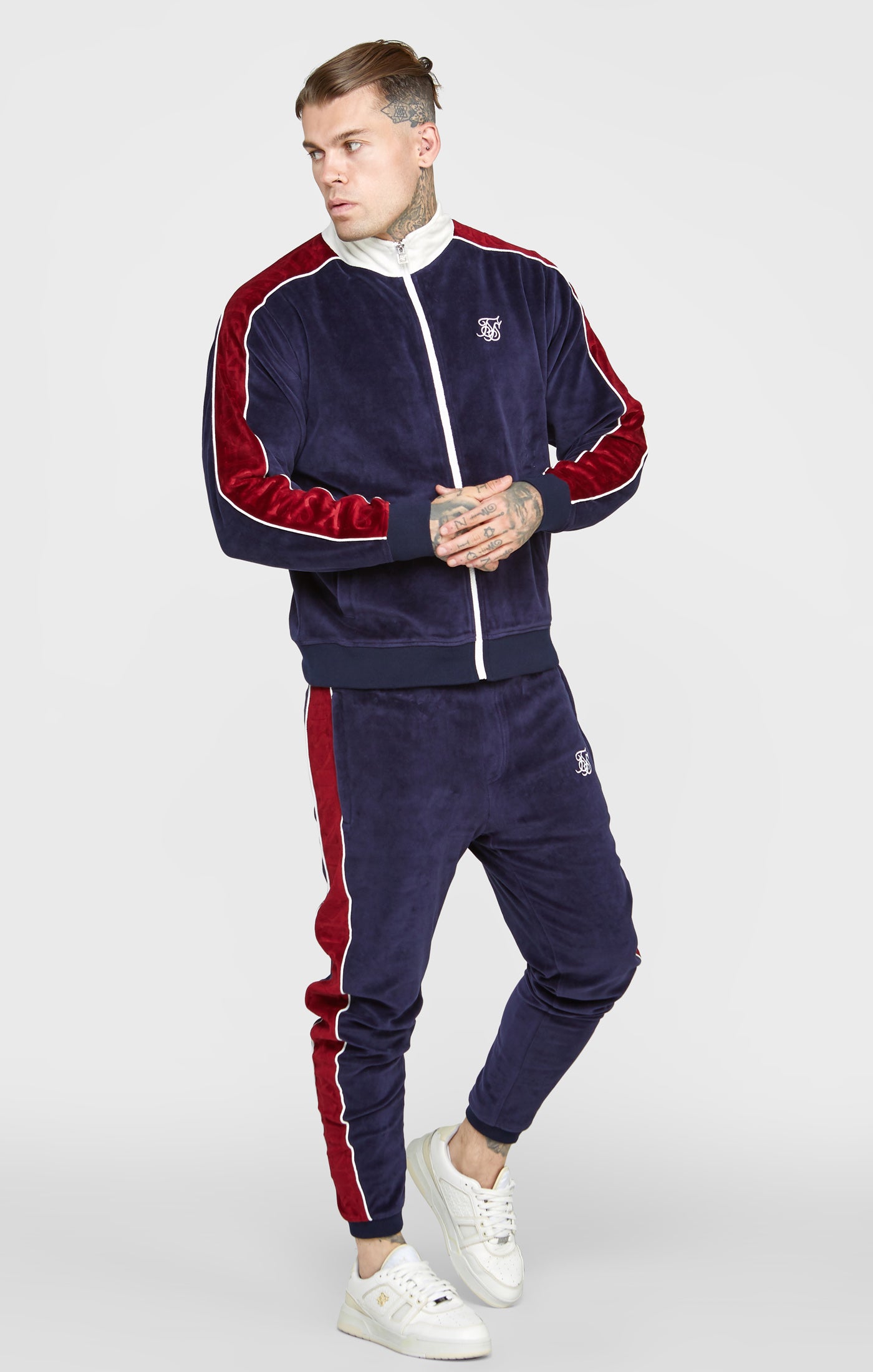 Load image into Gallery viewer, Navy Velour Track Jacket (3)