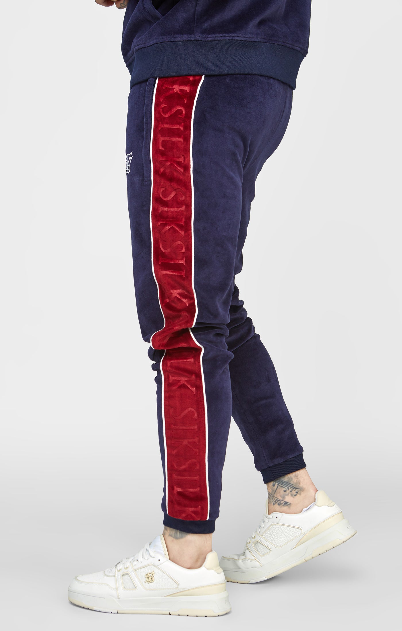 Load image into Gallery viewer, Navy Velour Track Pant (1)