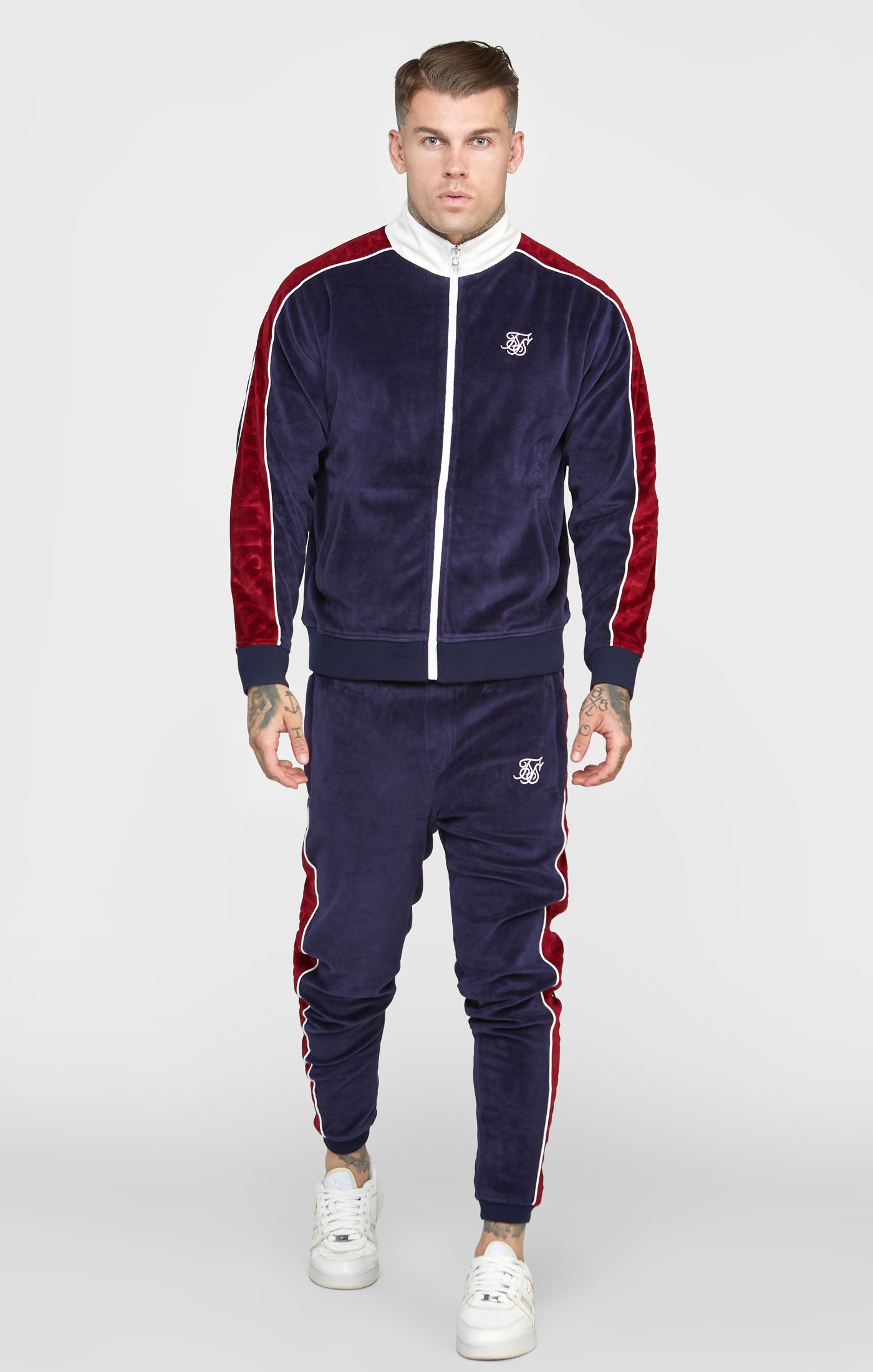 Load image into Gallery viewer, Navy Velour Track Pant (2)
