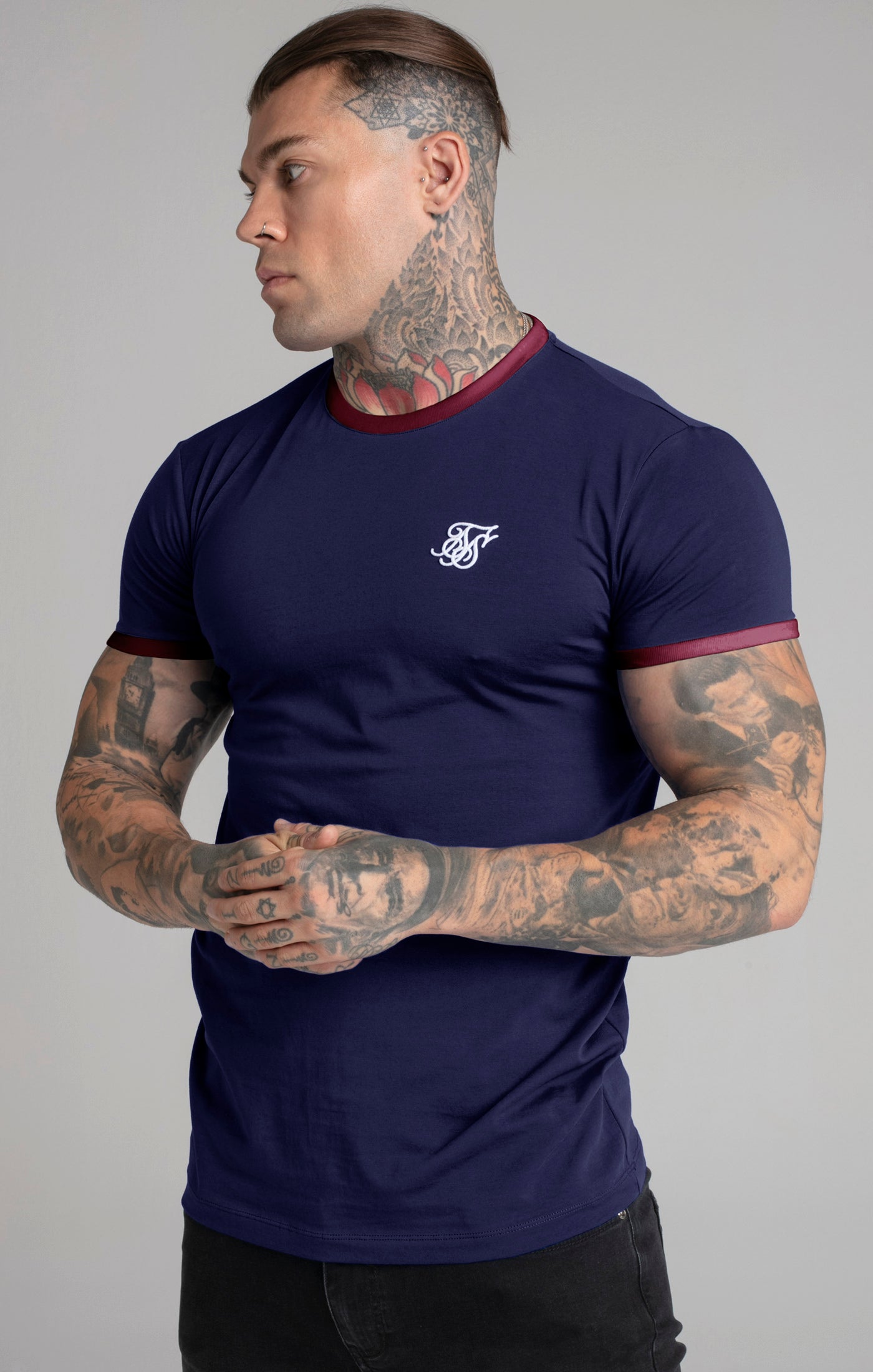 Load image into Gallery viewer, Navy Short Sleeve Ringer T-Shirt (1)