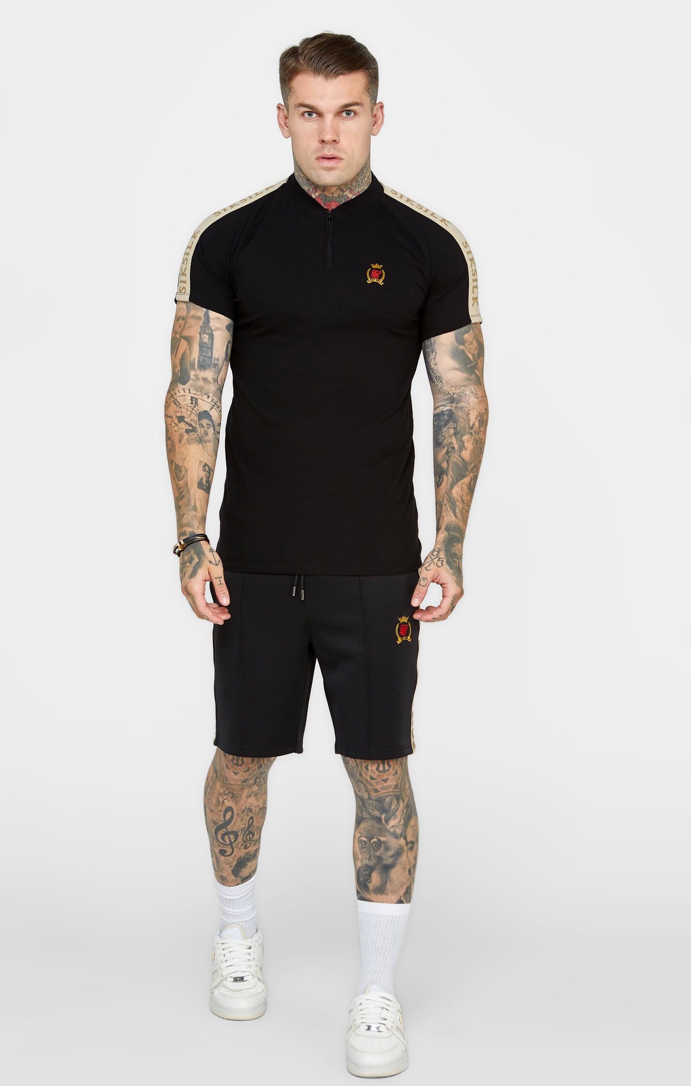 Load image into Gallery viewer, Black Crest Short Sleeve Polo (2)