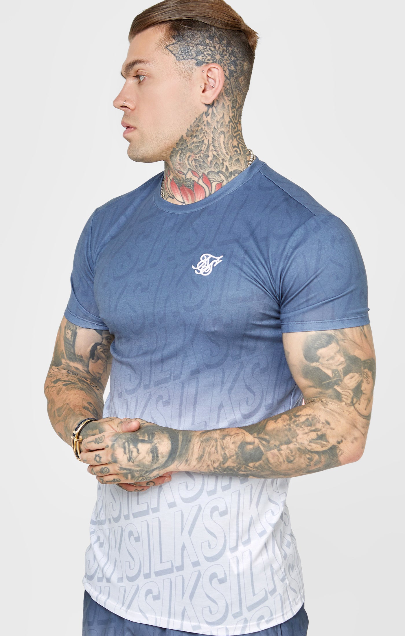 Load image into Gallery viewer, Navy Fade Muscle Fit T-Shirt