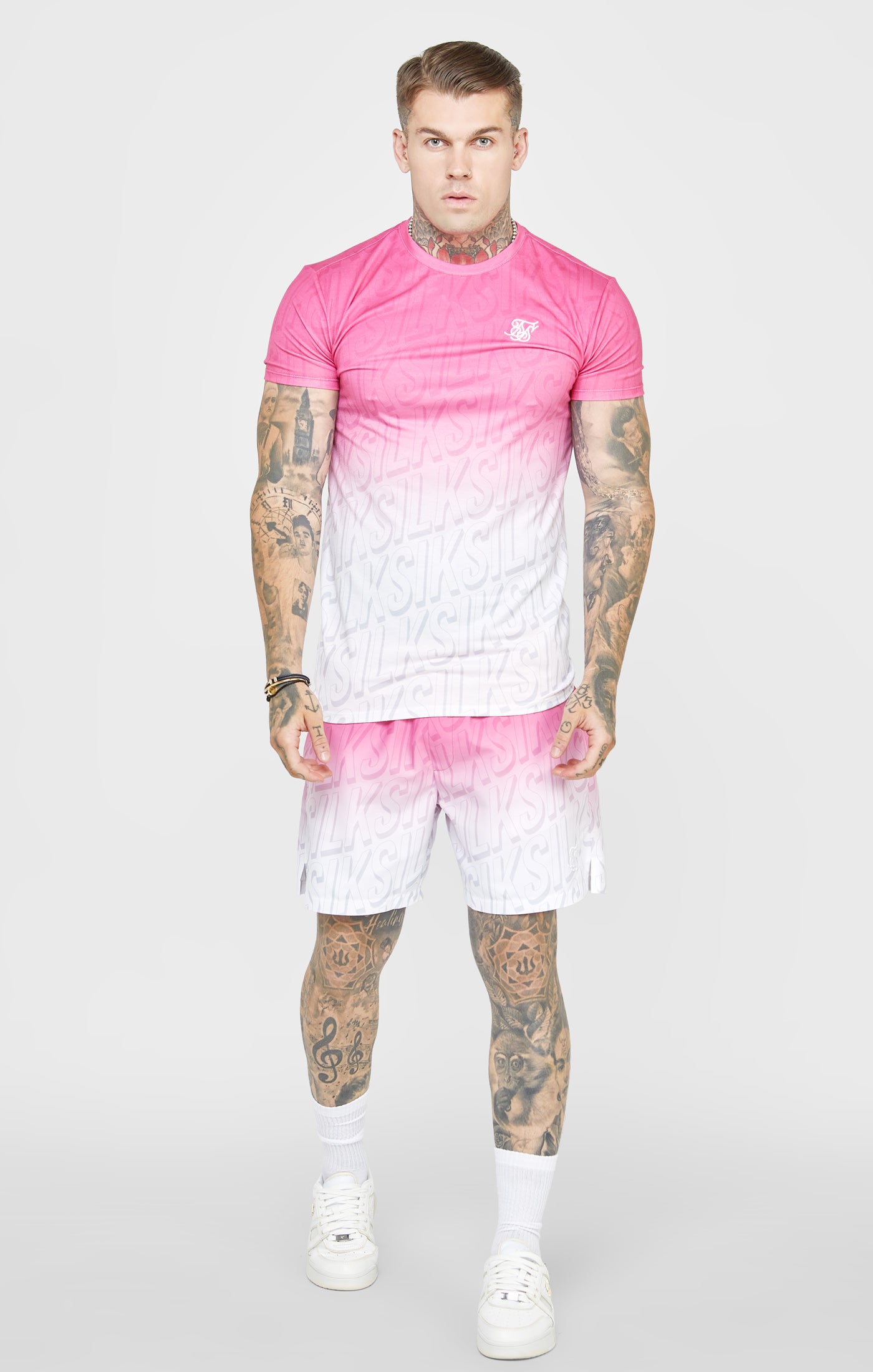 Load image into Gallery viewer, Pink Logo Fade Swim Short (2)