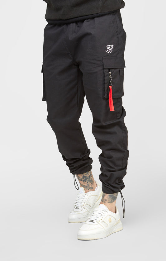 Black Cuffed Relaxed Fit Cargo Pant