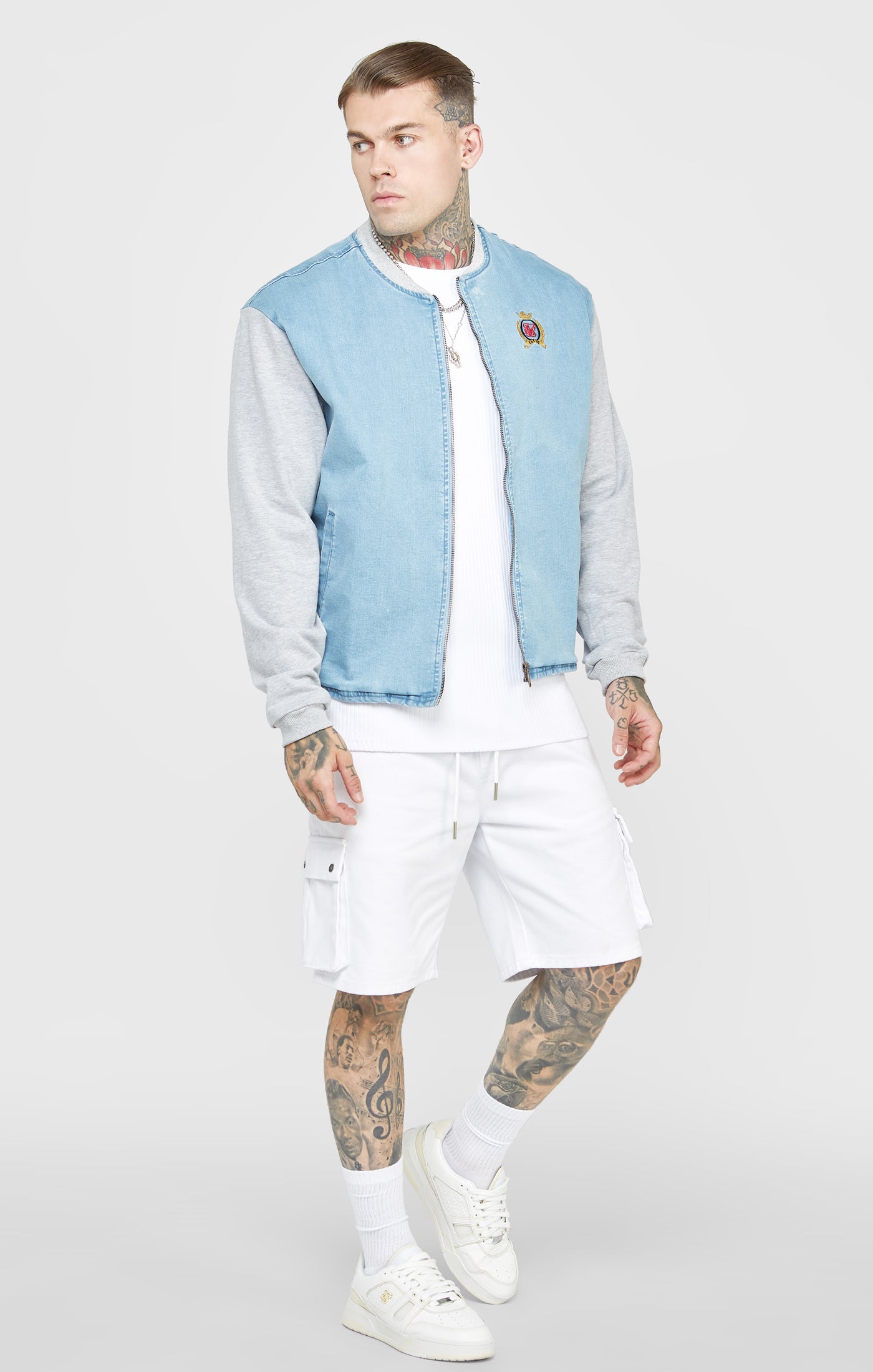 Load image into Gallery viewer, Blue Denim Bomber Jacket (3)