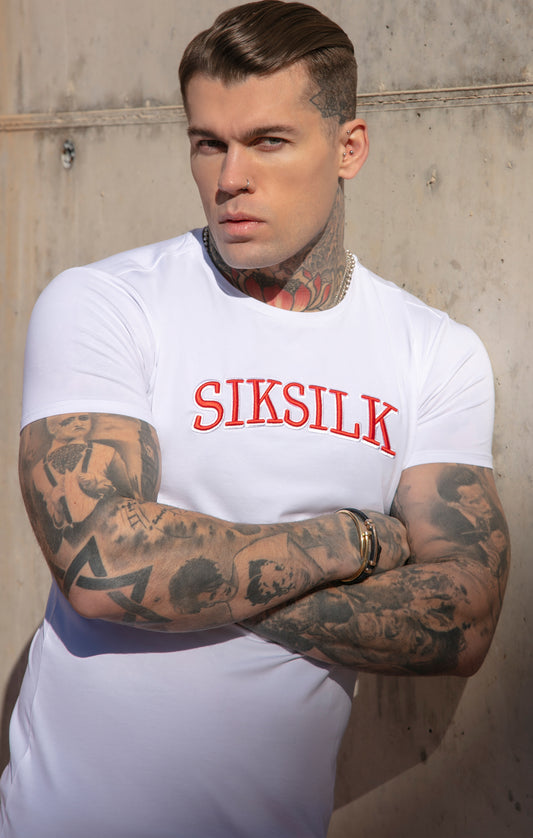 White Logo Short Sleeve Muscle Fit T-Shirt