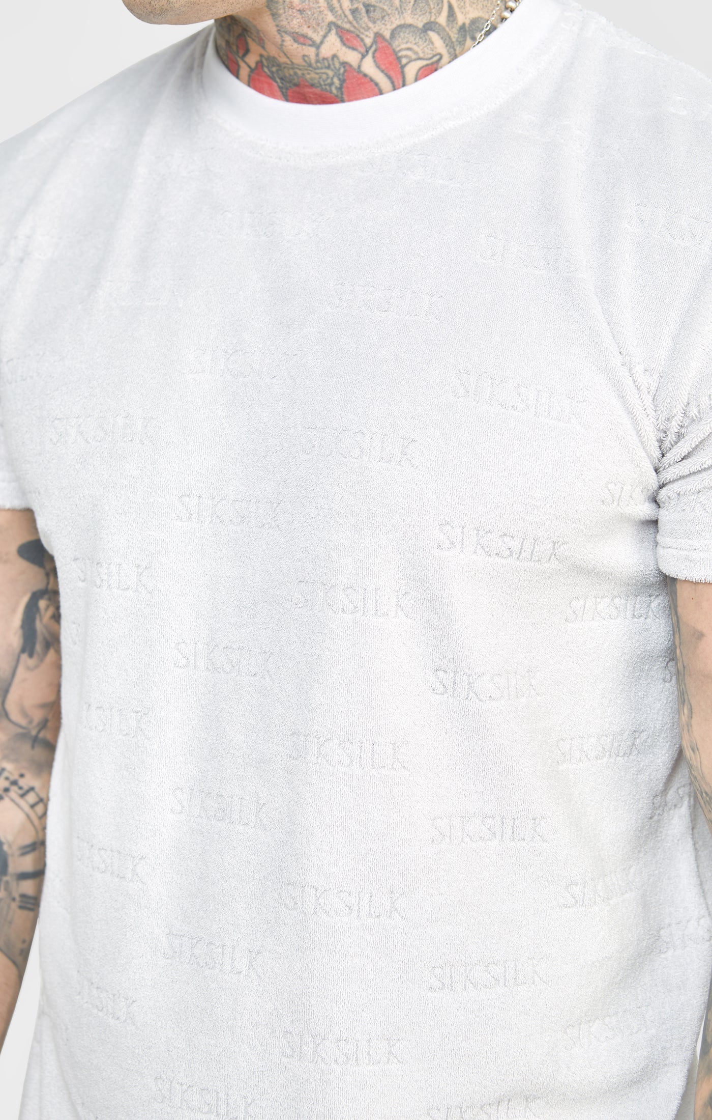 Load image into Gallery viewer, Grey Repeat Logo Towelling T-Shirt (1)