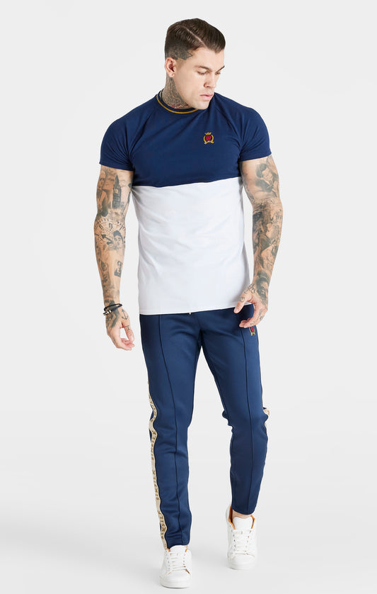 Navy Cut & Sew Muscle Fit T-Shirt