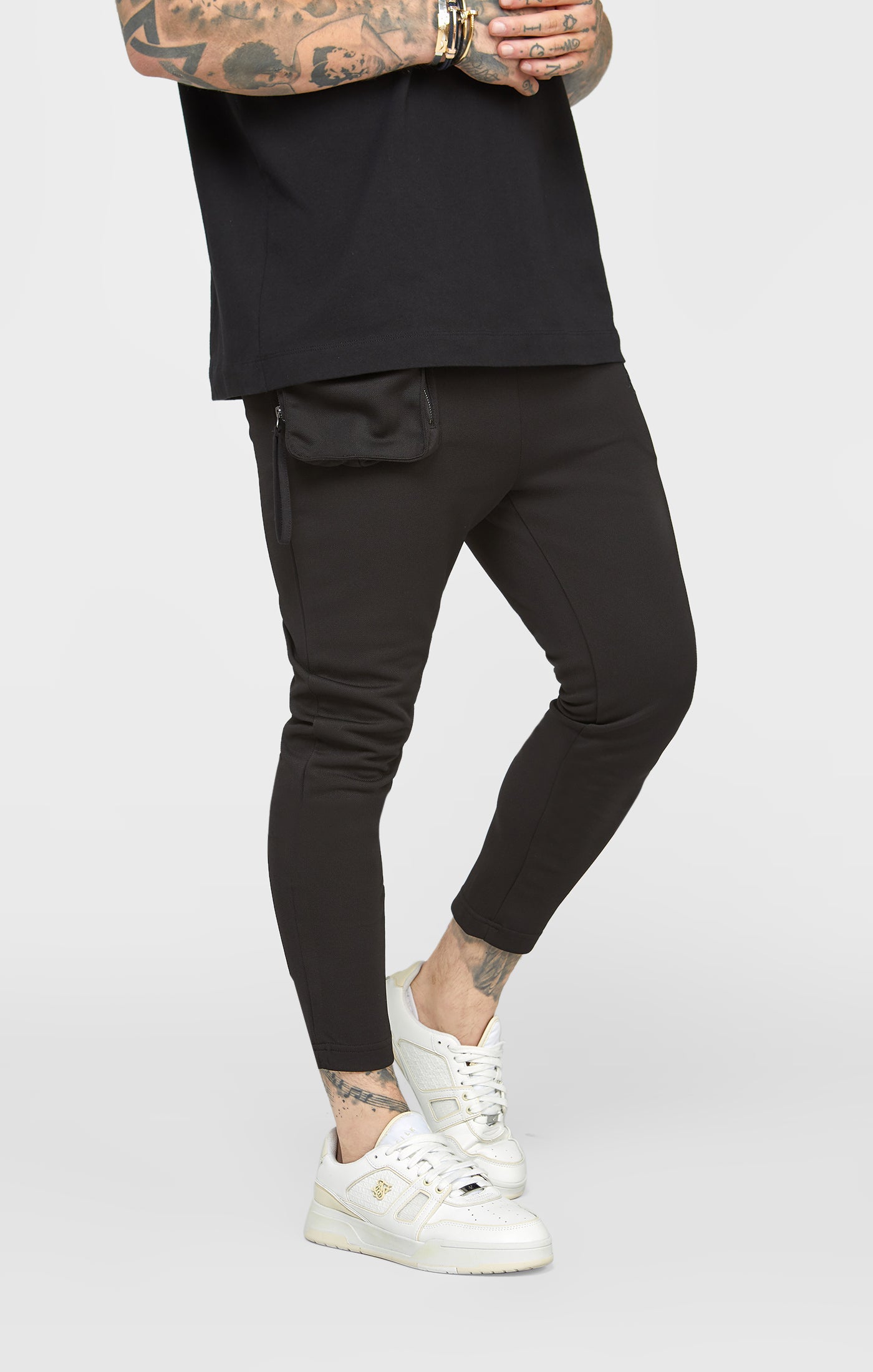 Load image into Gallery viewer, Black Cuffed Track Pant