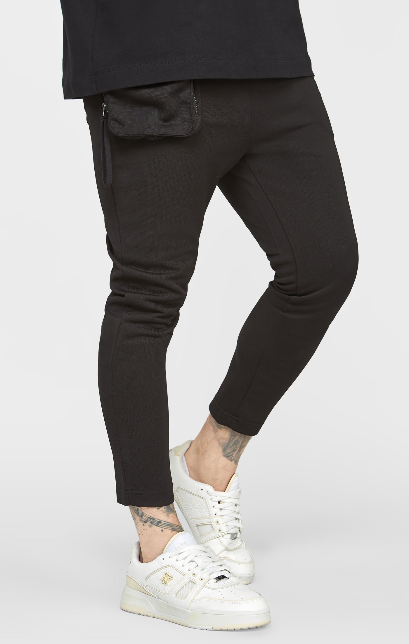 Load image into Gallery viewer, Black Cuffed Track Pant (1)
