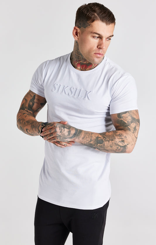 White Embroidered Muscle Fit T-Shirt