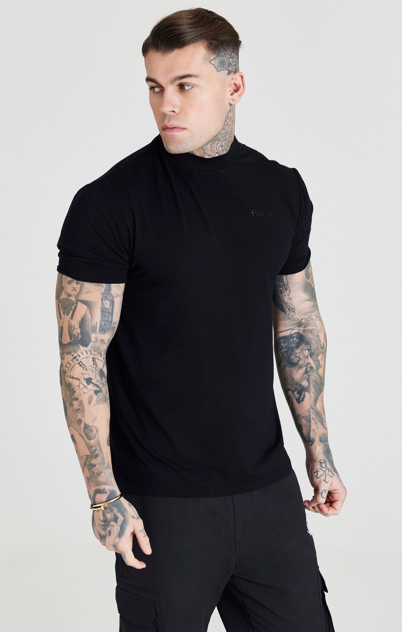 Load image into Gallery viewer, Black High Neck T-Shirt