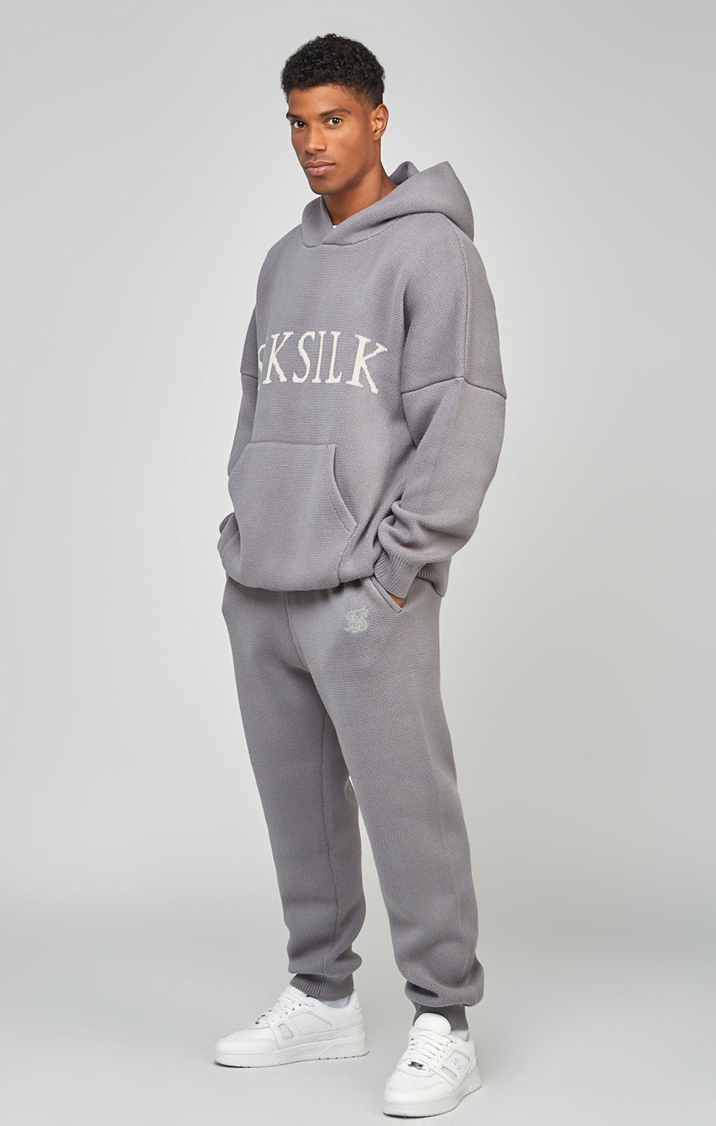Load image into Gallery viewer, Grey Knitted Oversized Overhead Hoodie (3)