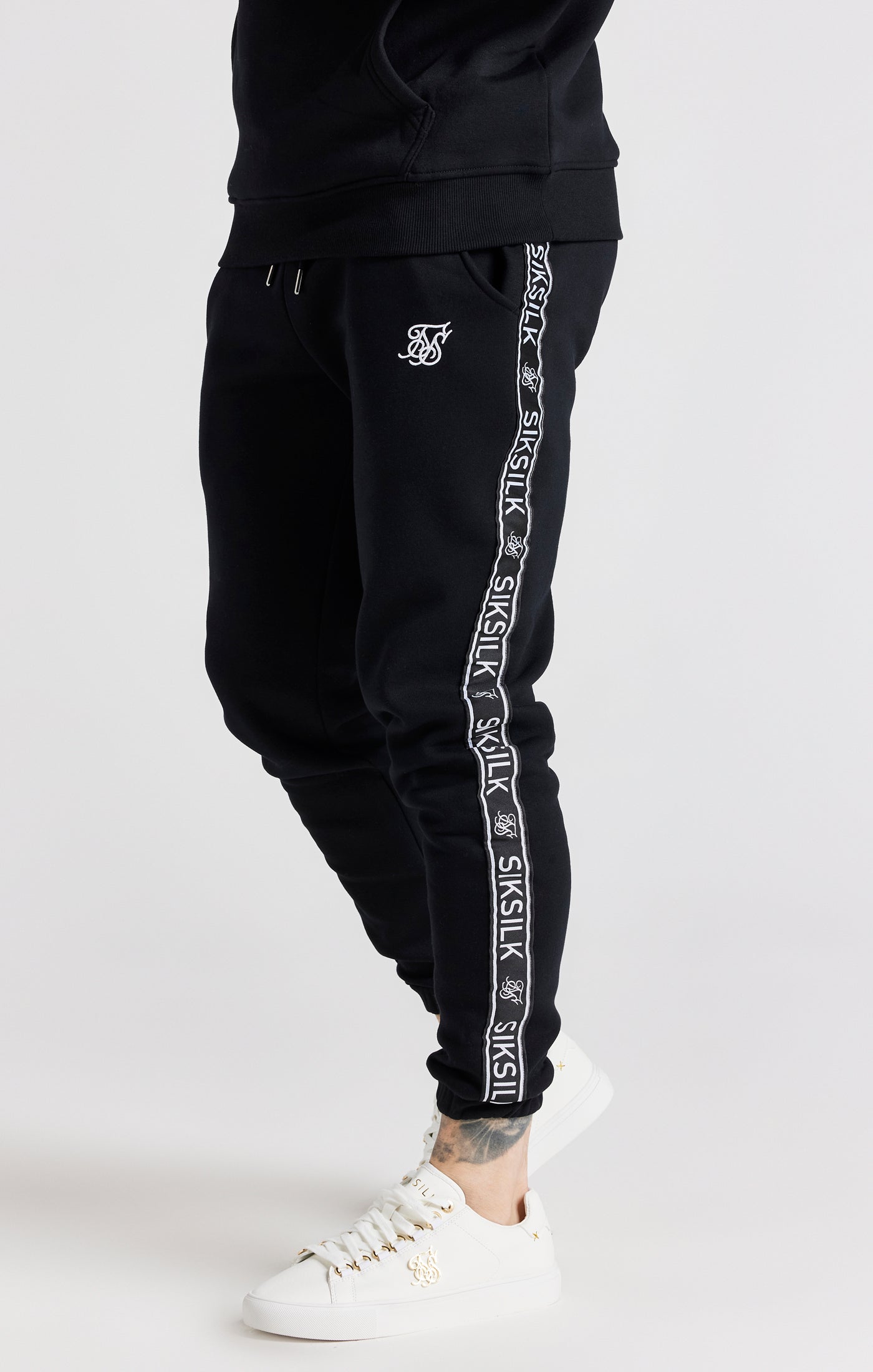 Load image into Gallery viewer, Black Taped Hoodie And Pant Tracksuit Set (7)