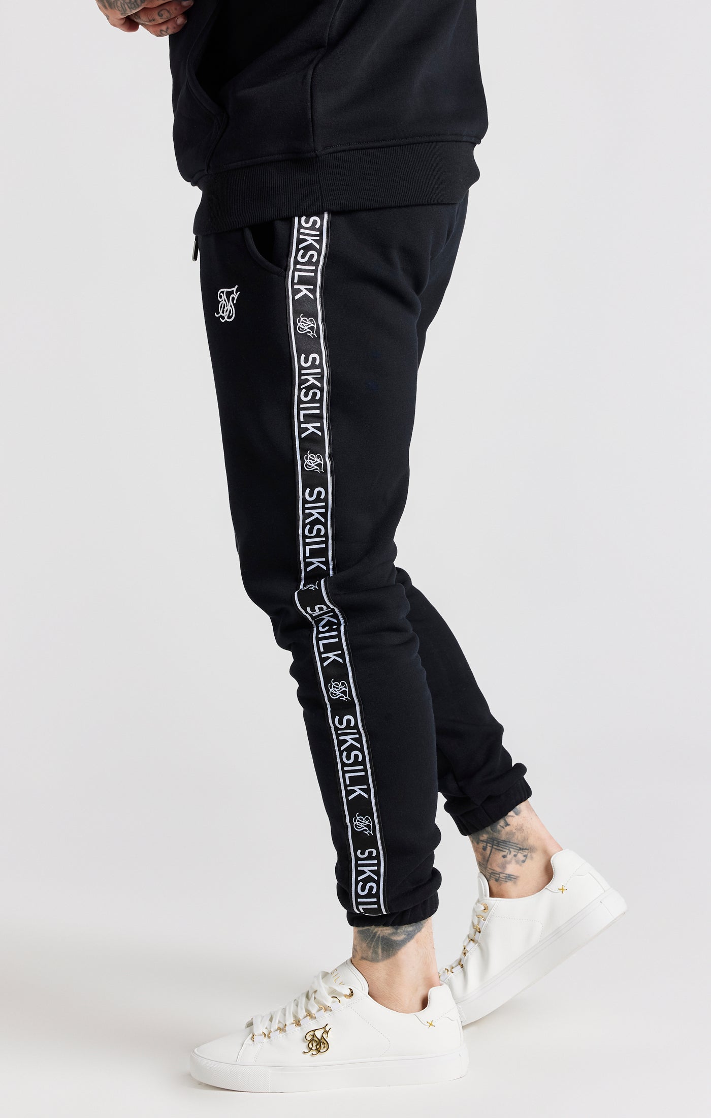 Load image into Gallery viewer, Black Taped Hoodie And Pant Tracksuit Set (8)