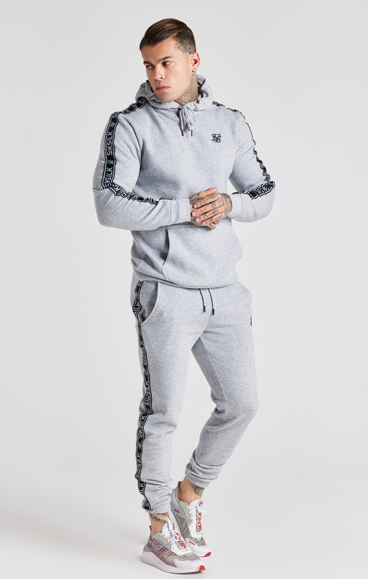 Grey Taped Hoodie And Pant Tracksuit Set