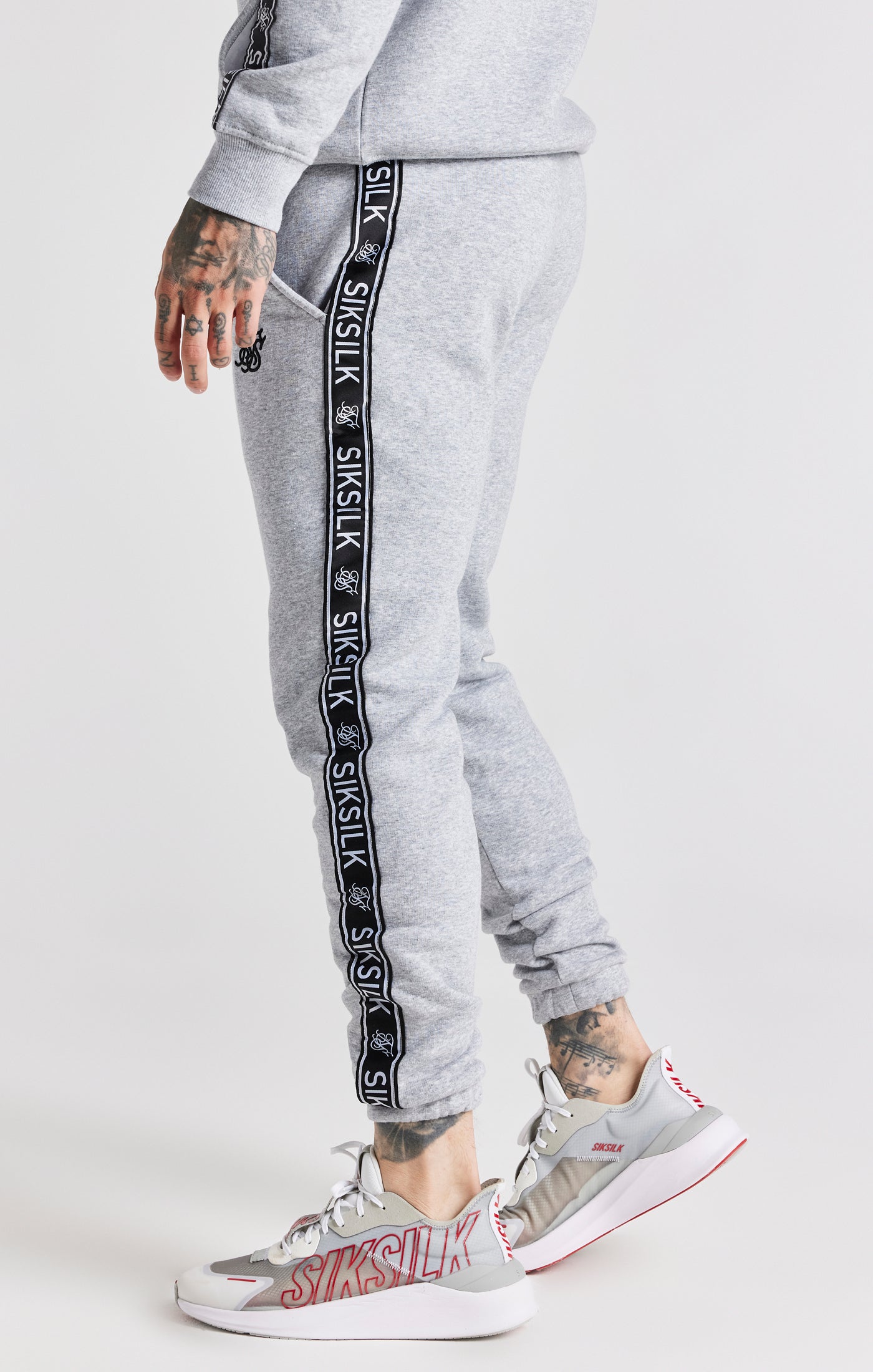 Load image into Gallery viewer, Grey Taped Hoodie And Pant Tracksuit Set (8)