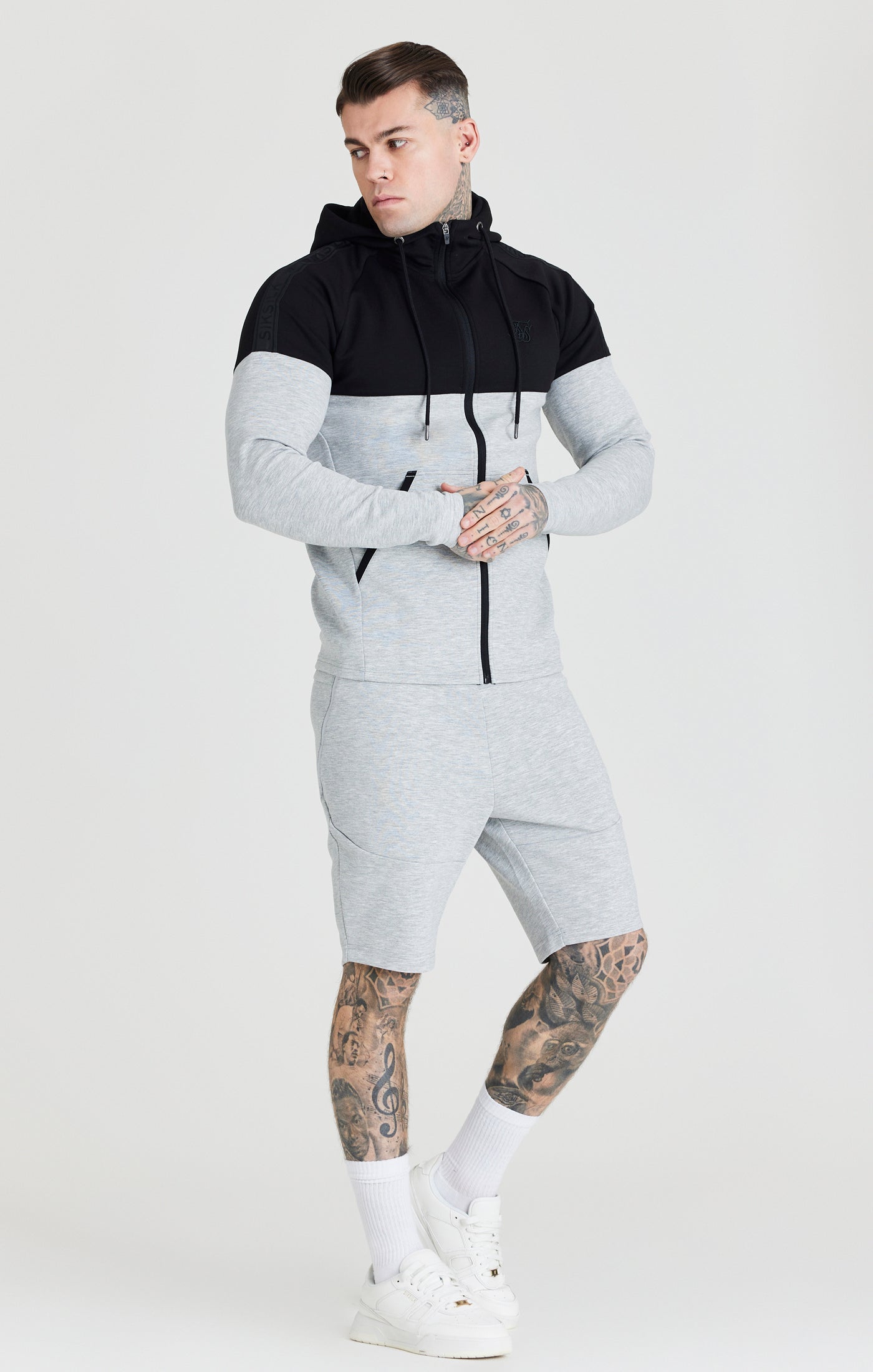 Load image into Gallery viewer, Grey Zip Through Hoodie And Short Twin Set (1)