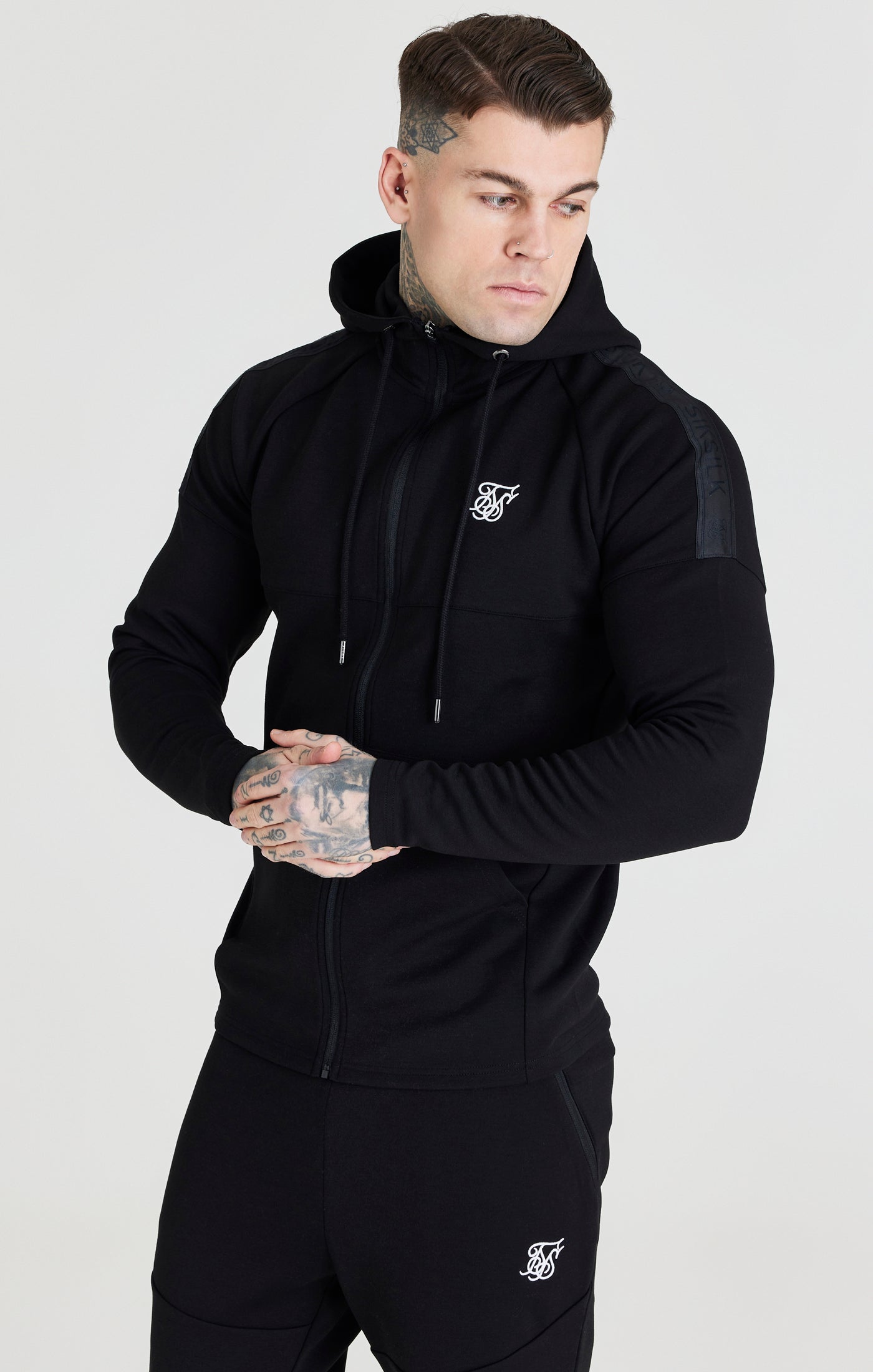 Load image into Gallery viewer, Black Zip Through Hoodie And Short Twin Set (3)