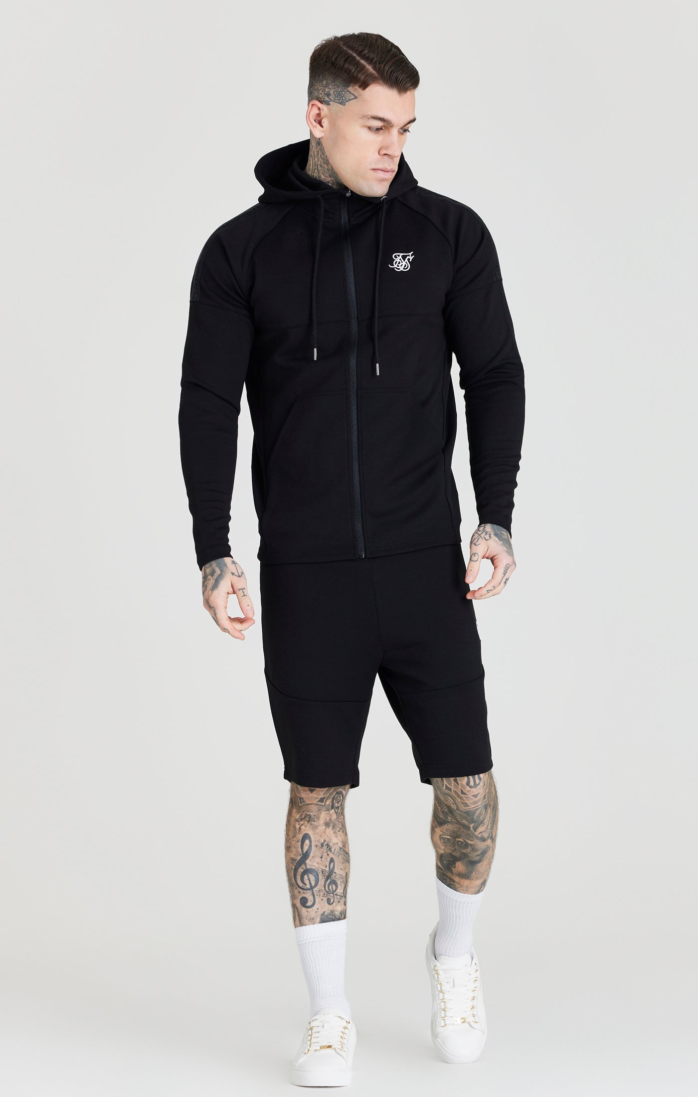 Load image into Gallery viewer, Black Zip Through Hoodie And Short Twin Set