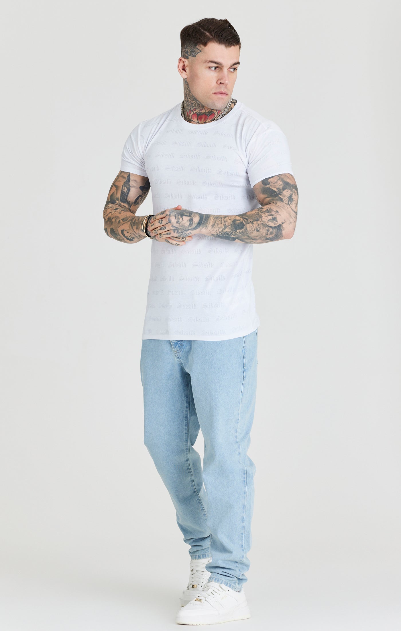 Load image into Gallery viewer, SikSilk Jacquard Tee - White (2)