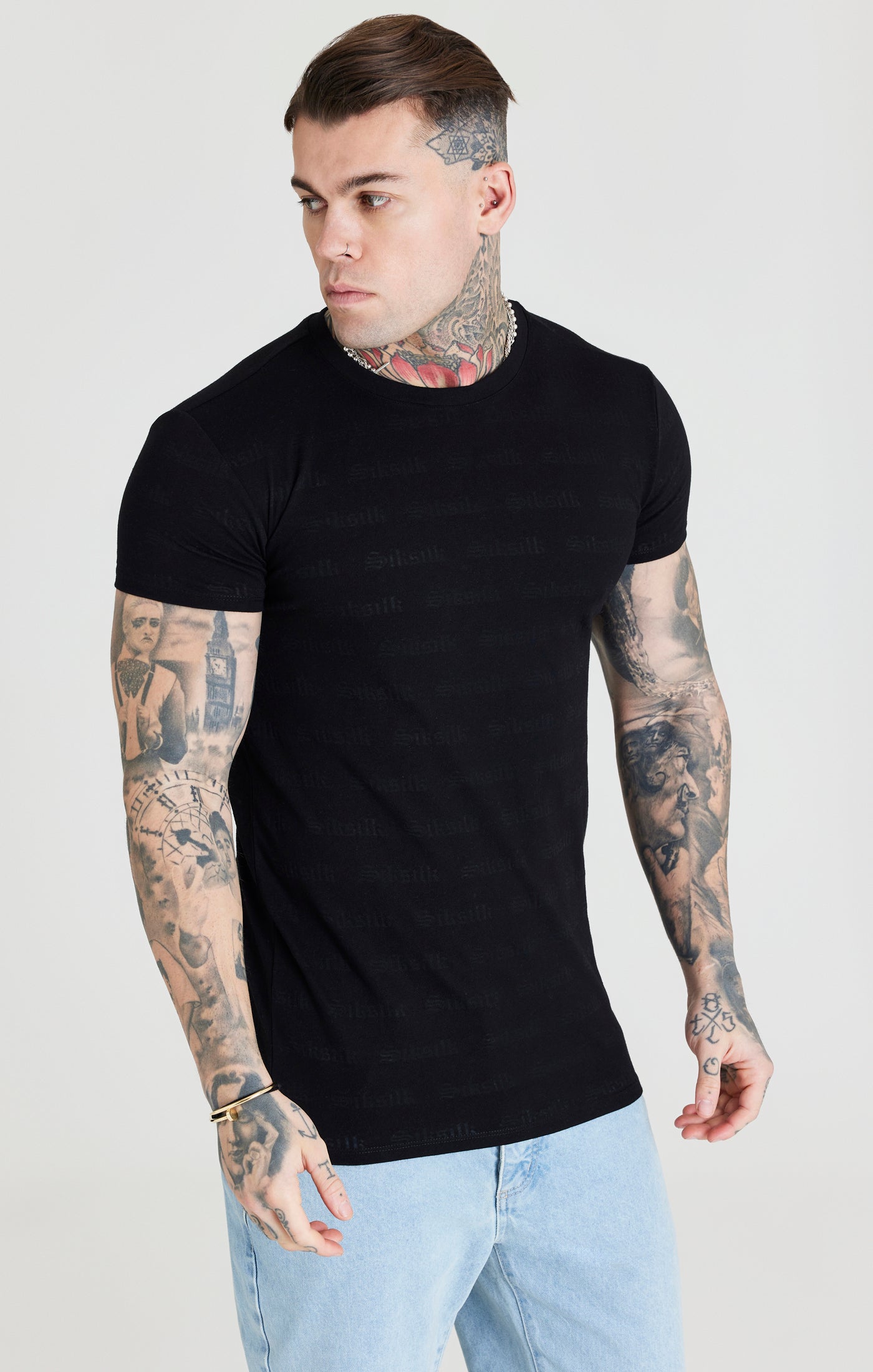 Load image into Gallery viewer, SikSilk Jacquard Tee - Black (1)