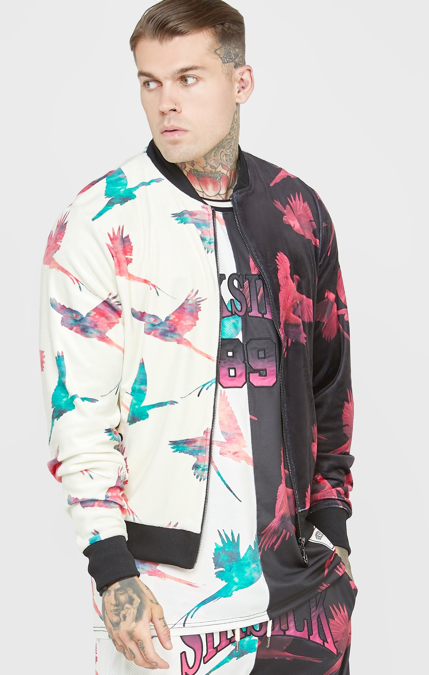Load image into Gallery viewer, Ecru Print Bomber Jacket