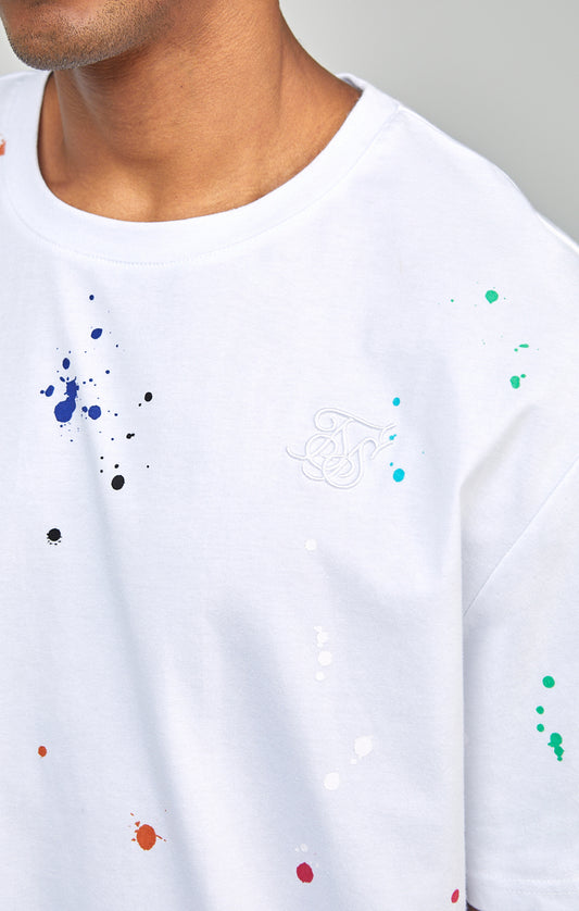 White Paint Splatter Oversized T-Shirt