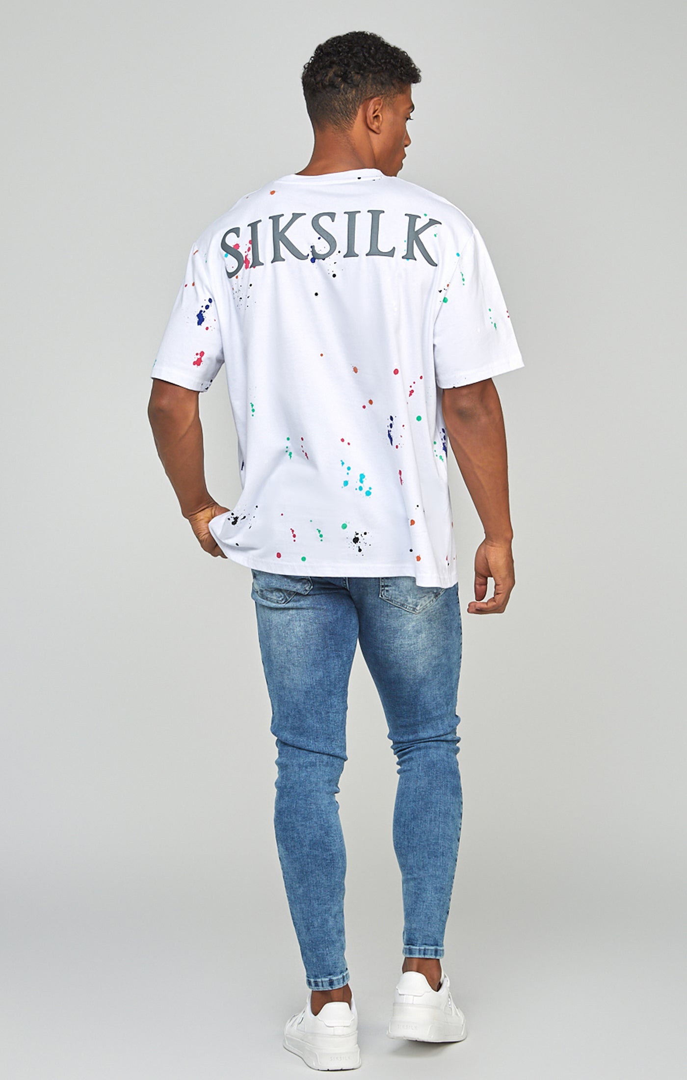 Load image into Gallery viewer, White Paint Splatter Oversized T-Shirt (4)