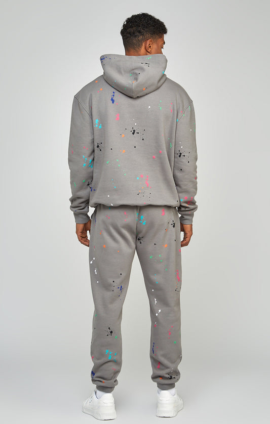 Grey Paint Splatter Relaxed Fit Overhead Hoodie