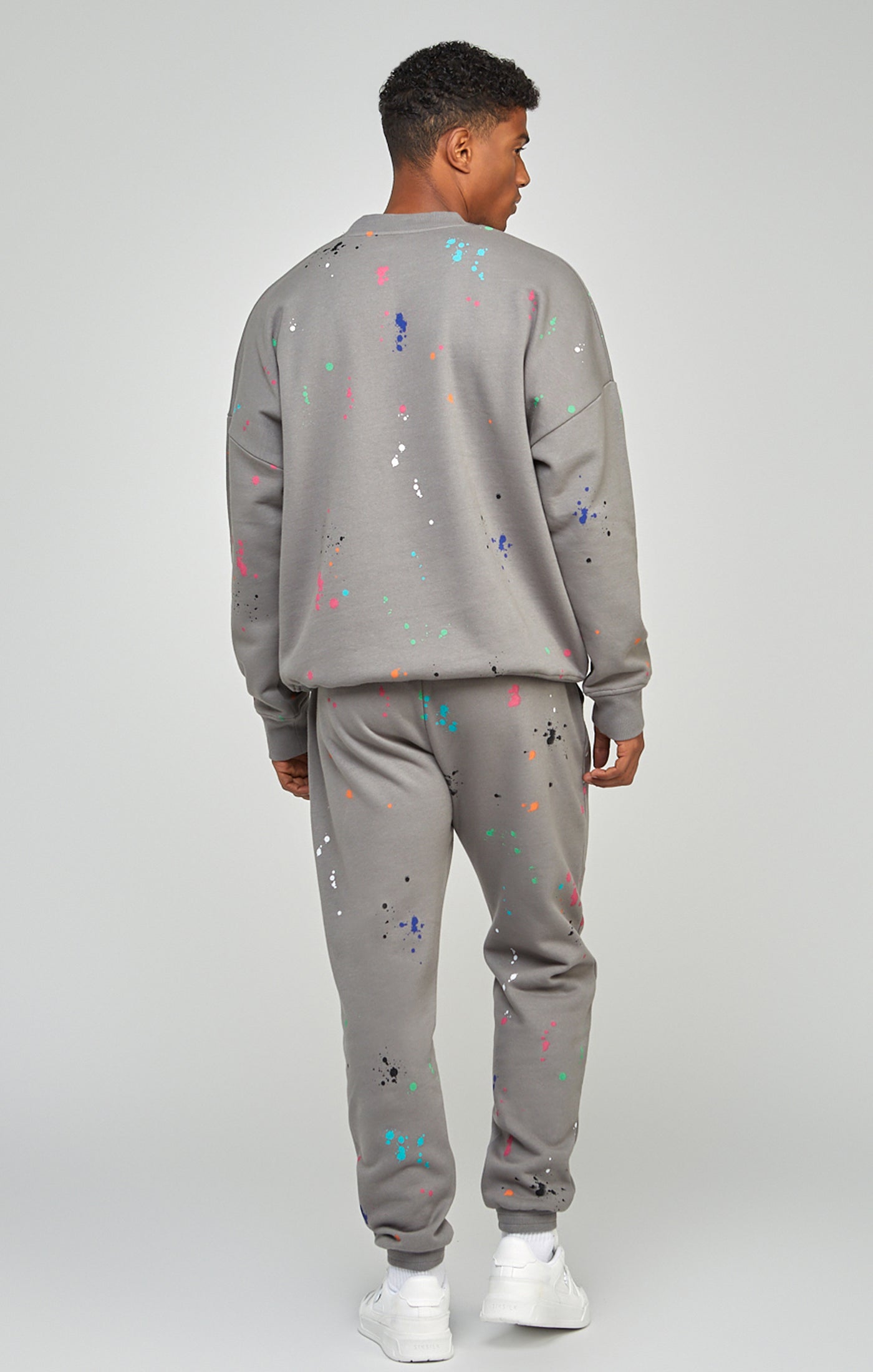 Load image into Gallery viewer, Grey Paint Splatter Cuffed Joggers (4)