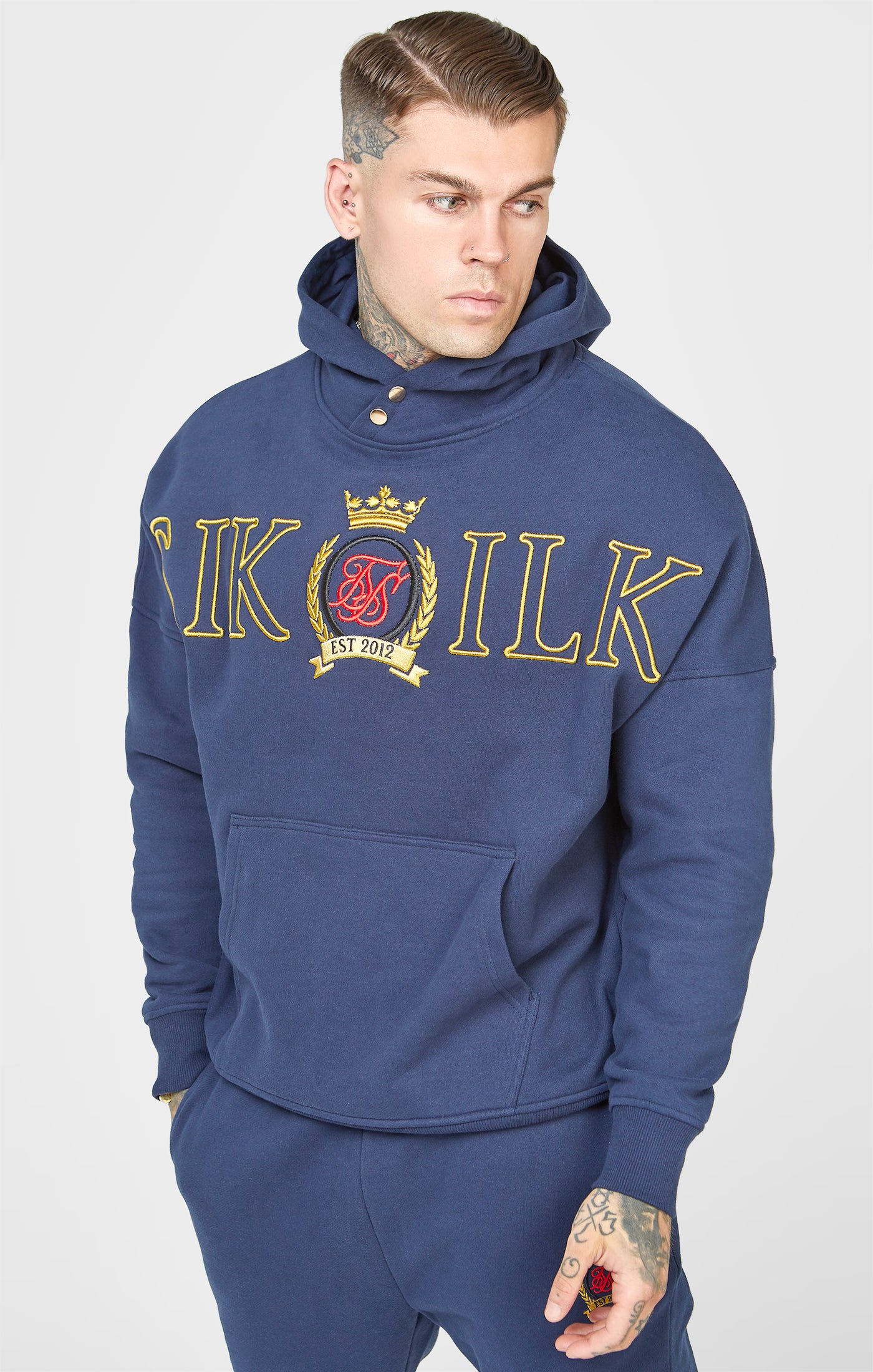Load image into Gallery viewer, Navy Oversized Embroidery Hoodie